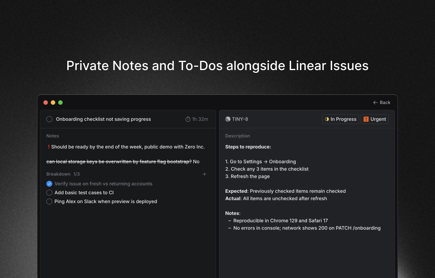 Create private notes in Locu