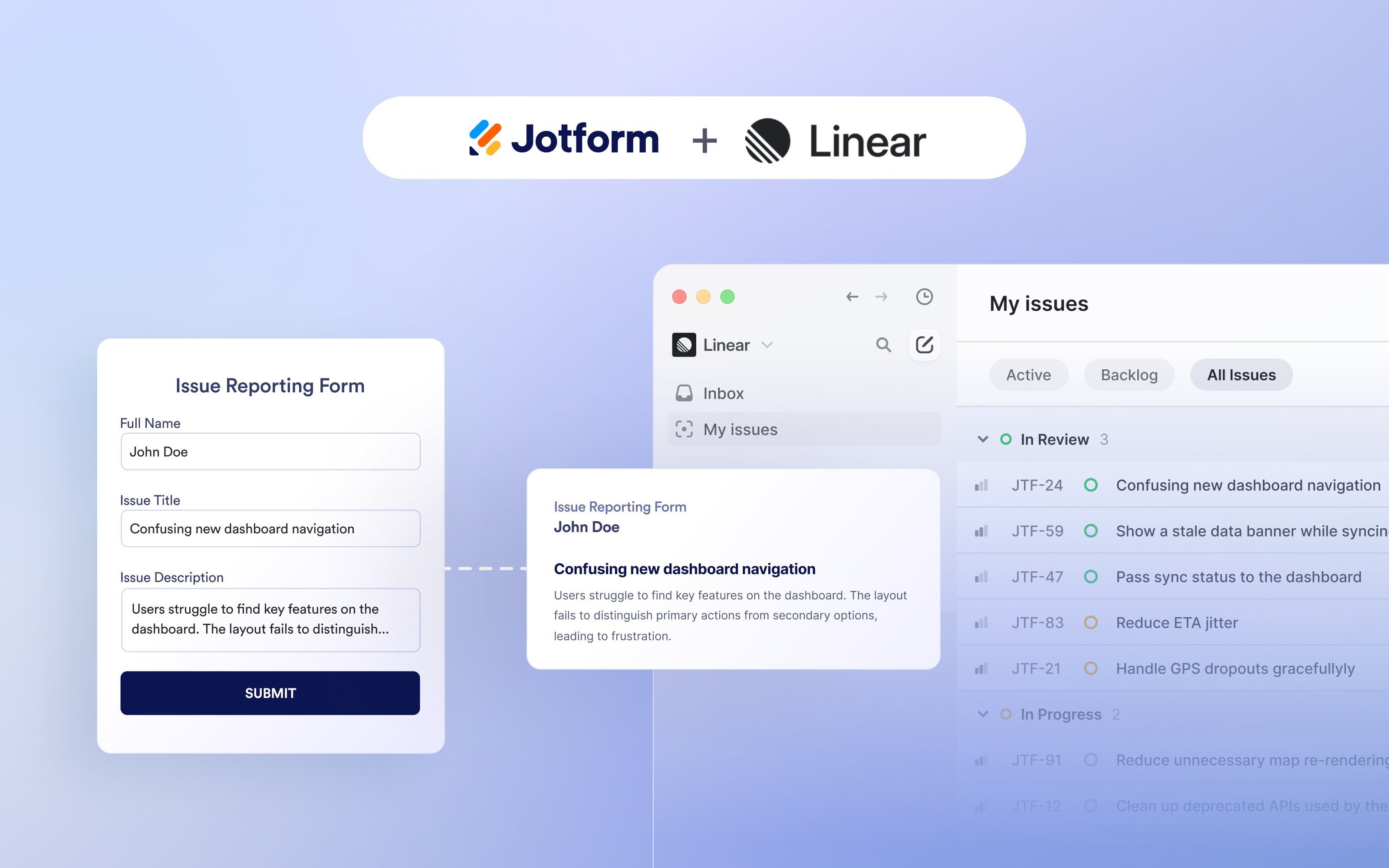 linear and jotform