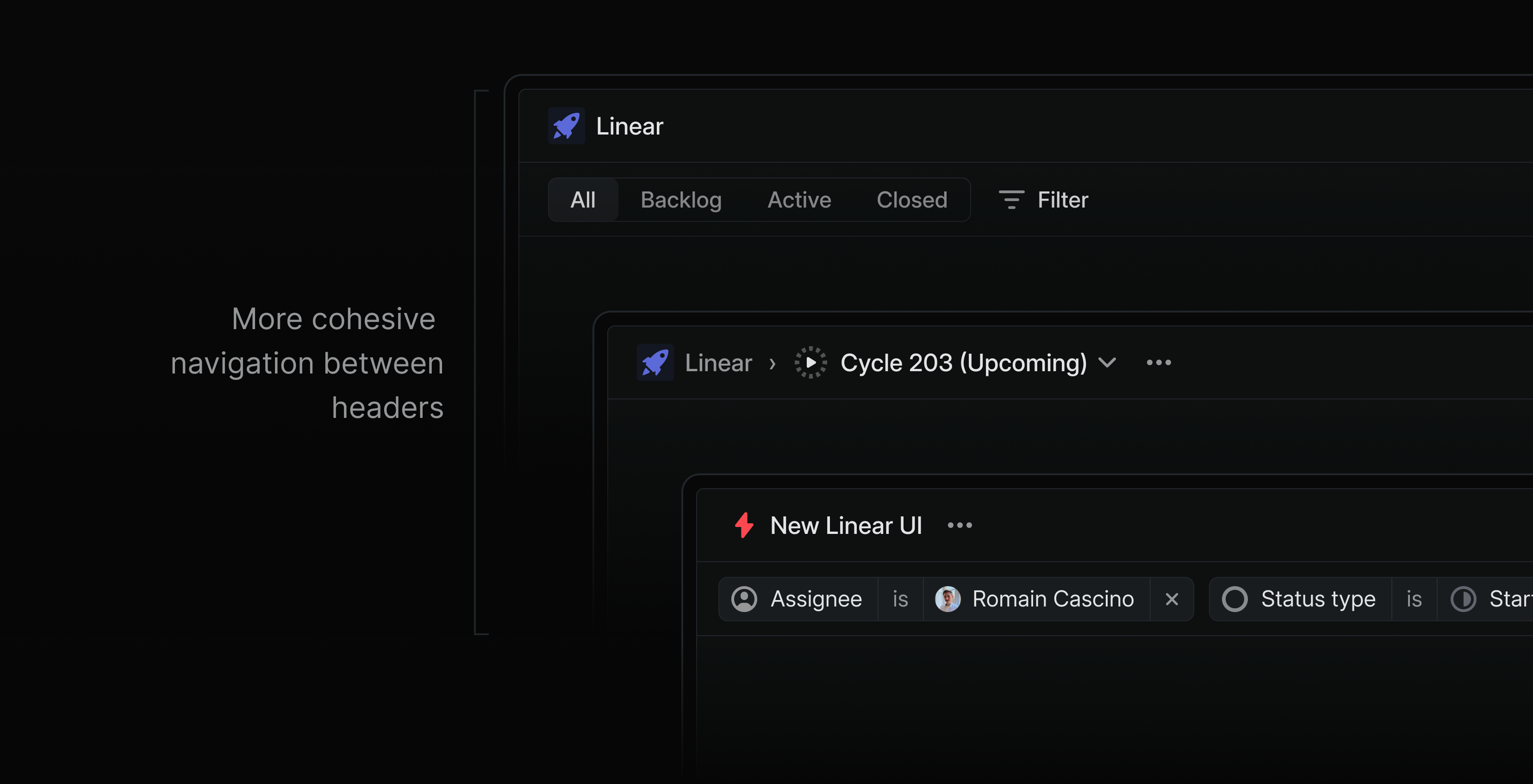 New navigation headers