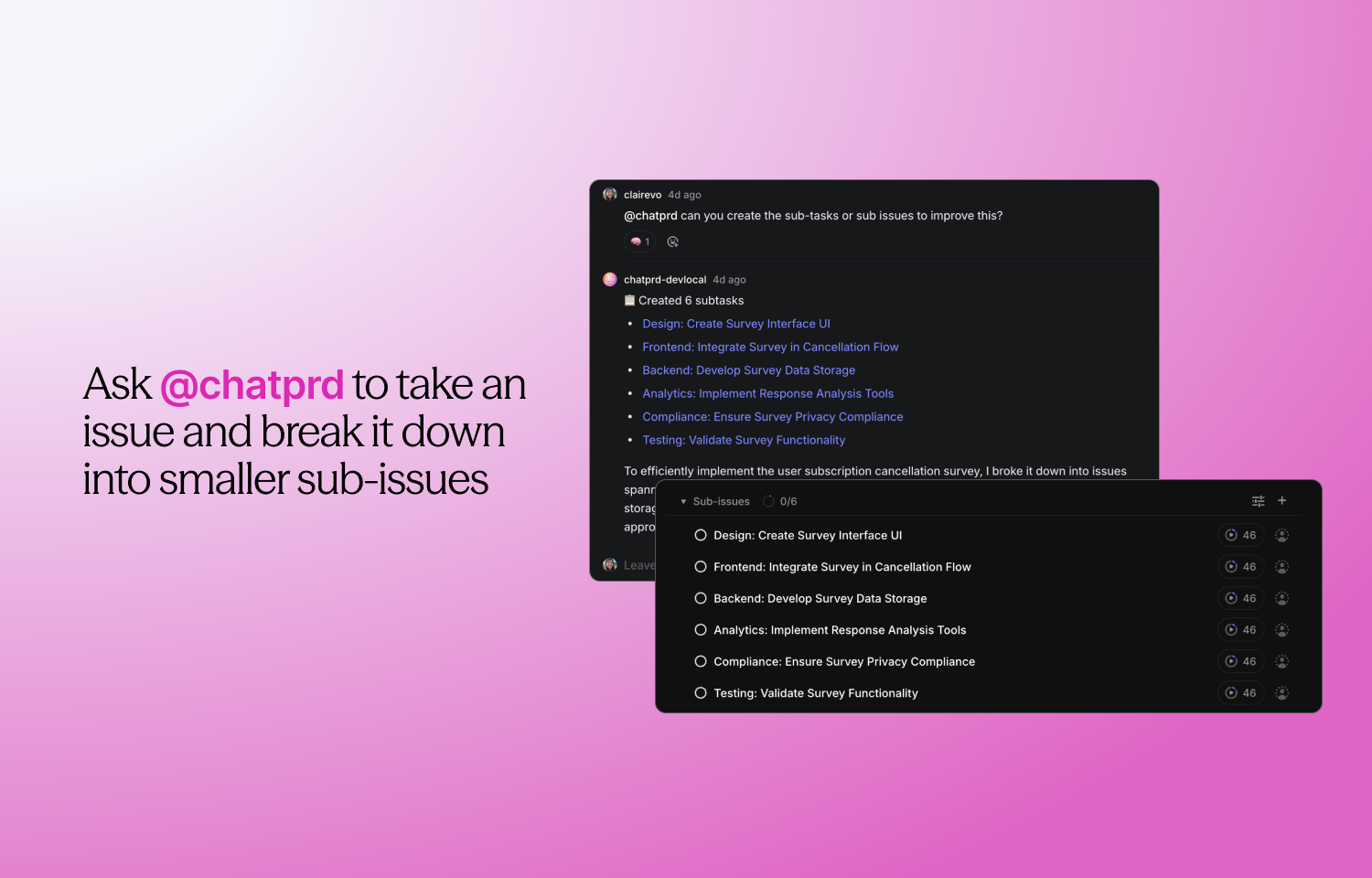ChatPRD creating sub-issues