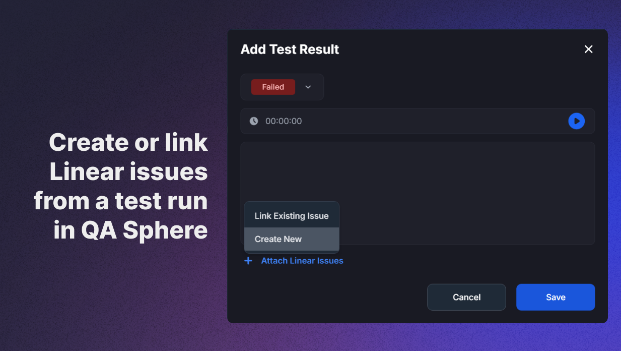 Adding Linear issues to QA Sphere test results