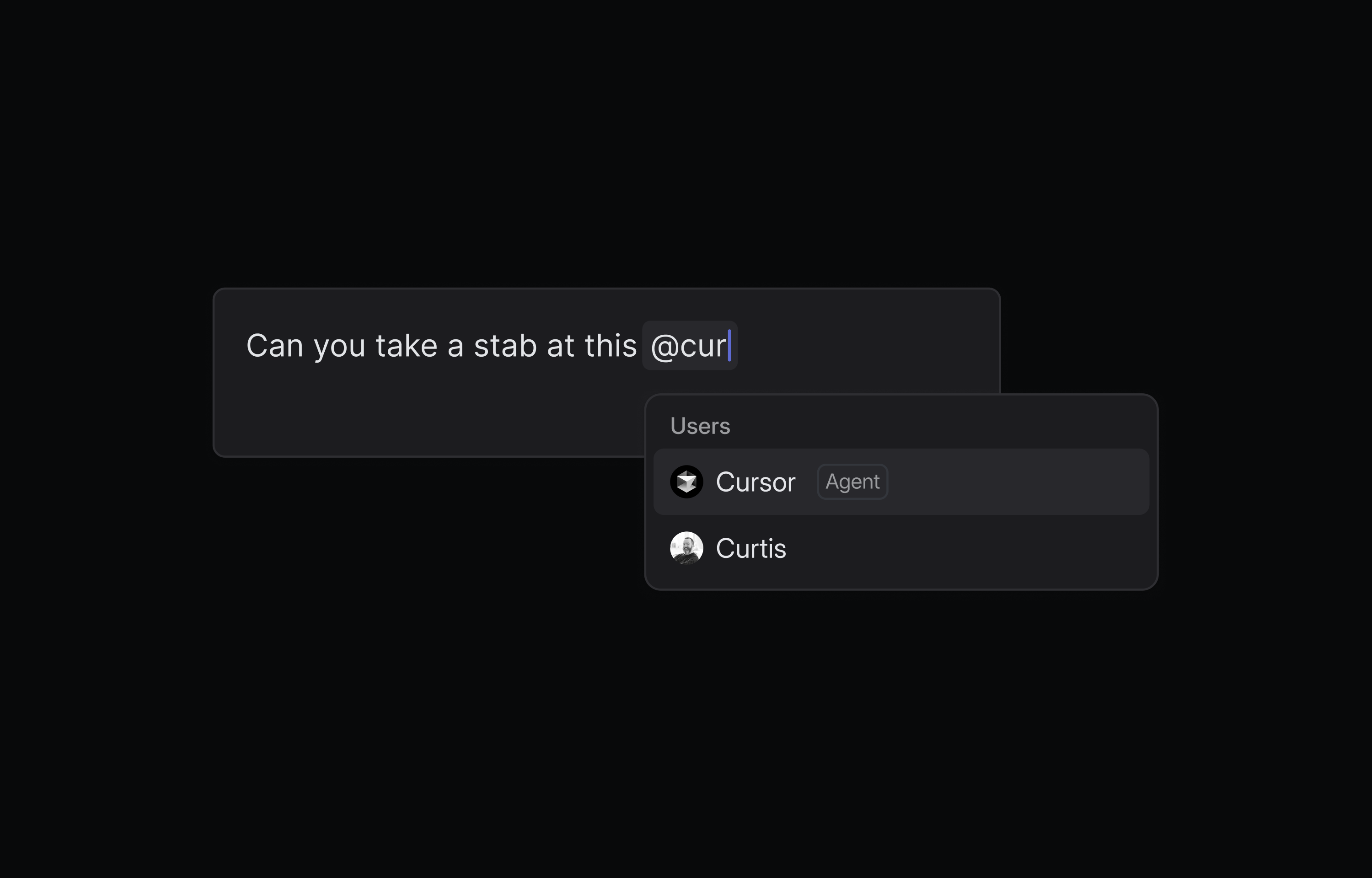 A screenshot of the @mention function