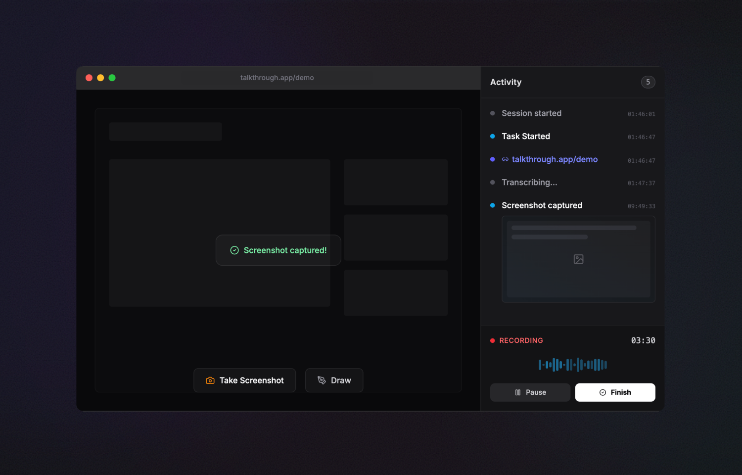 Clean screenshot captured and attached to the activity log