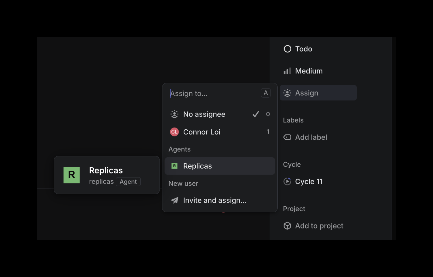 Delegating a issue to Replicas in Linear