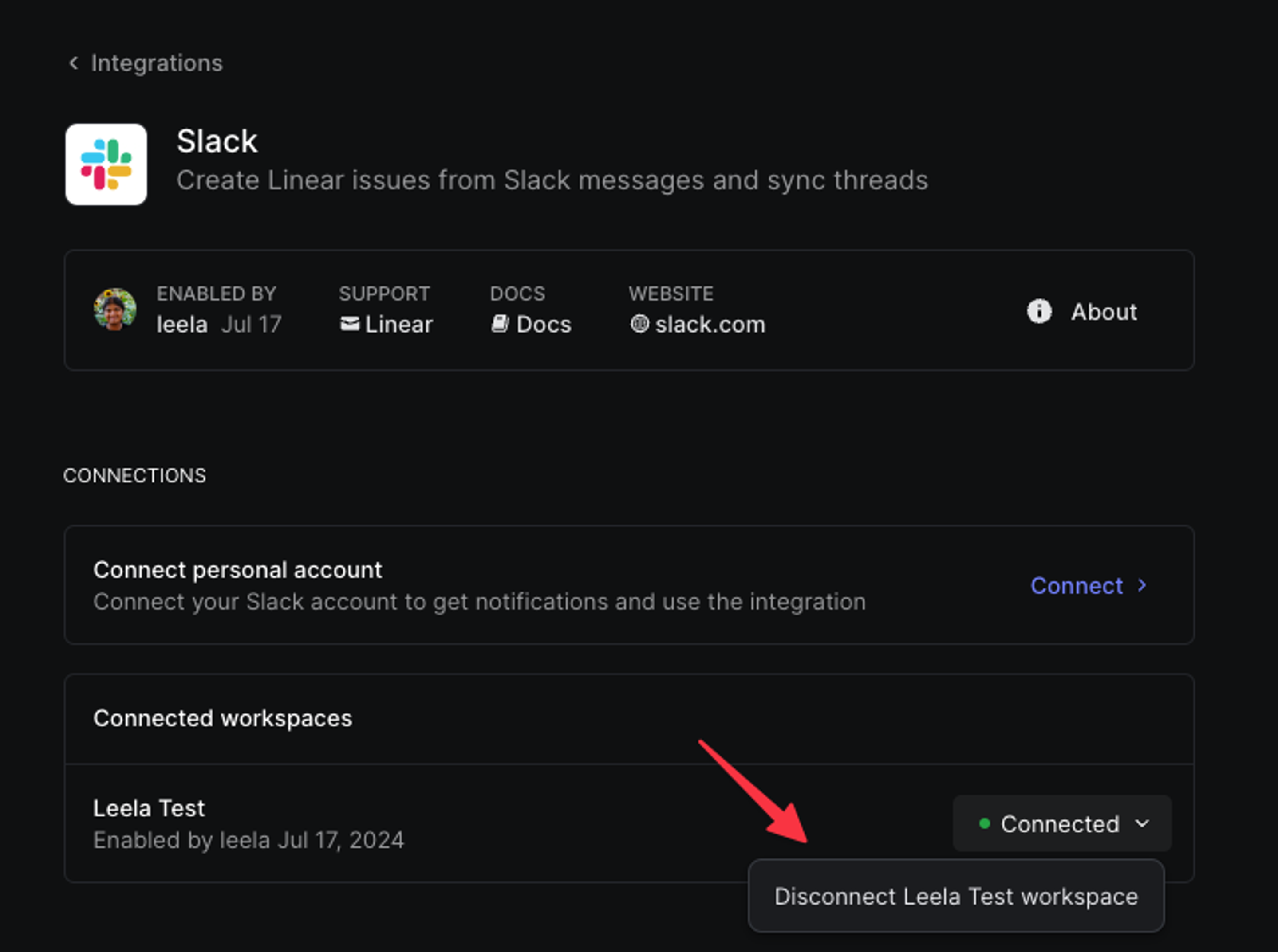 Slack – Linear Docs