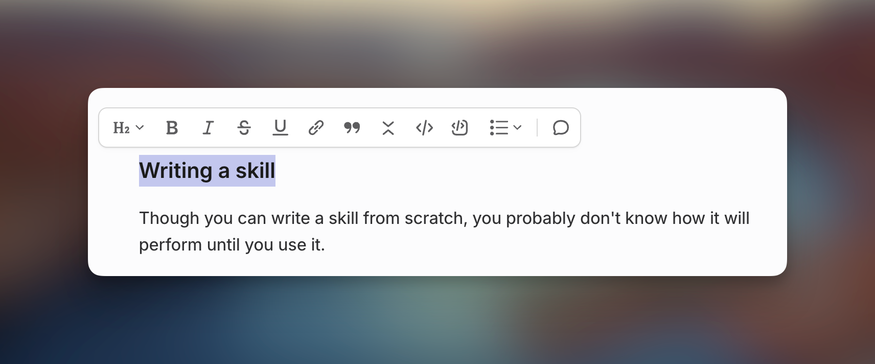formatting options in a Linear document