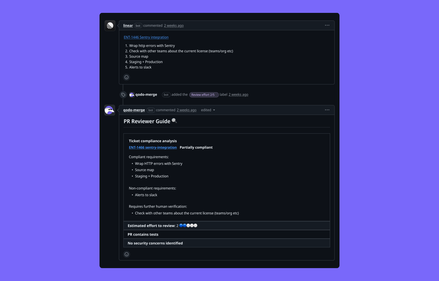 qodo ai commenting on a pr