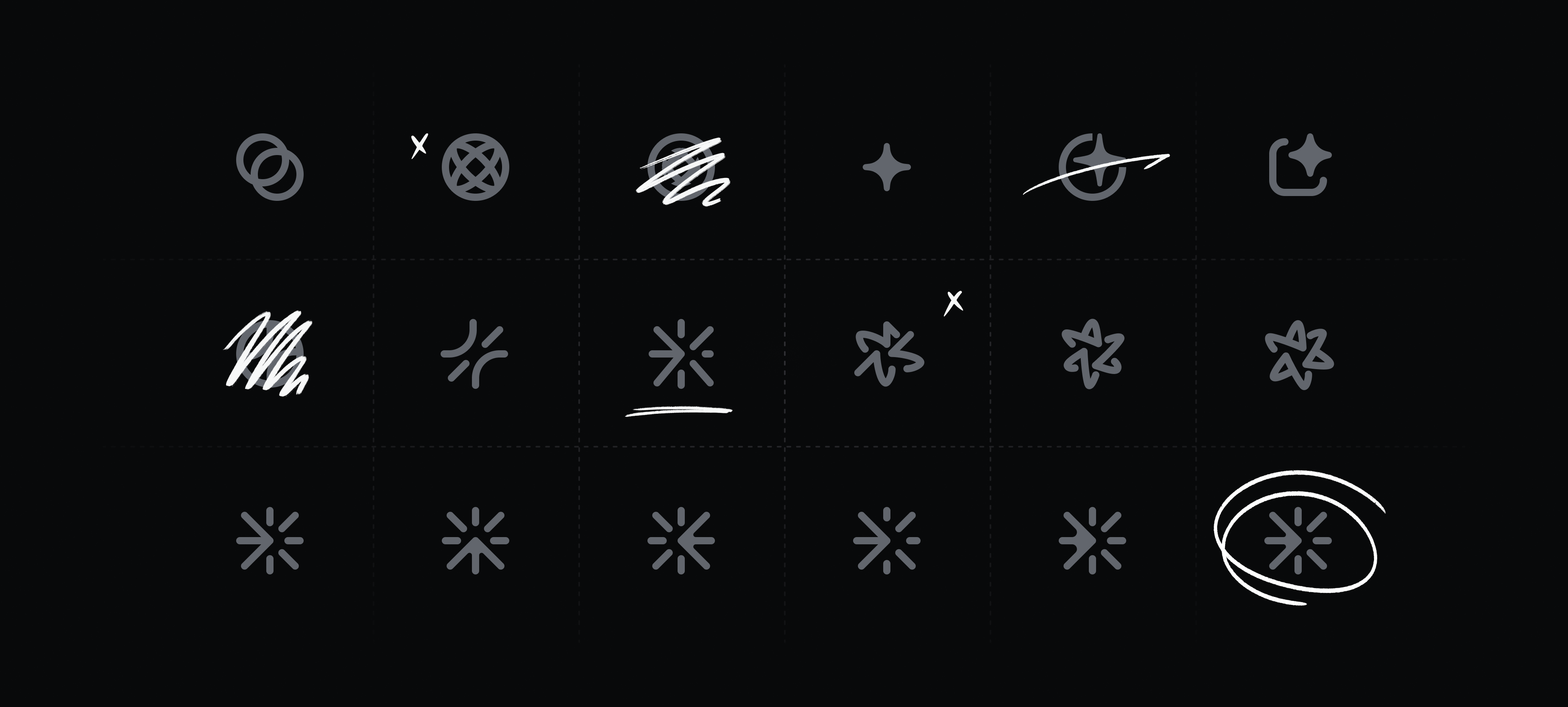 An array of icons with doodles suggesting searching through issues to find similar ones.