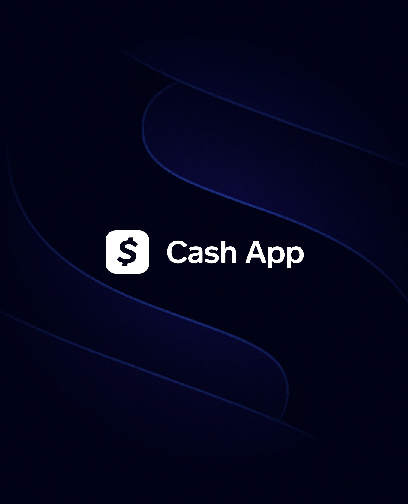 The Cash App wordmark against a dark but vibrant blue background composed of abstract and expanded shapes from the wordmark.