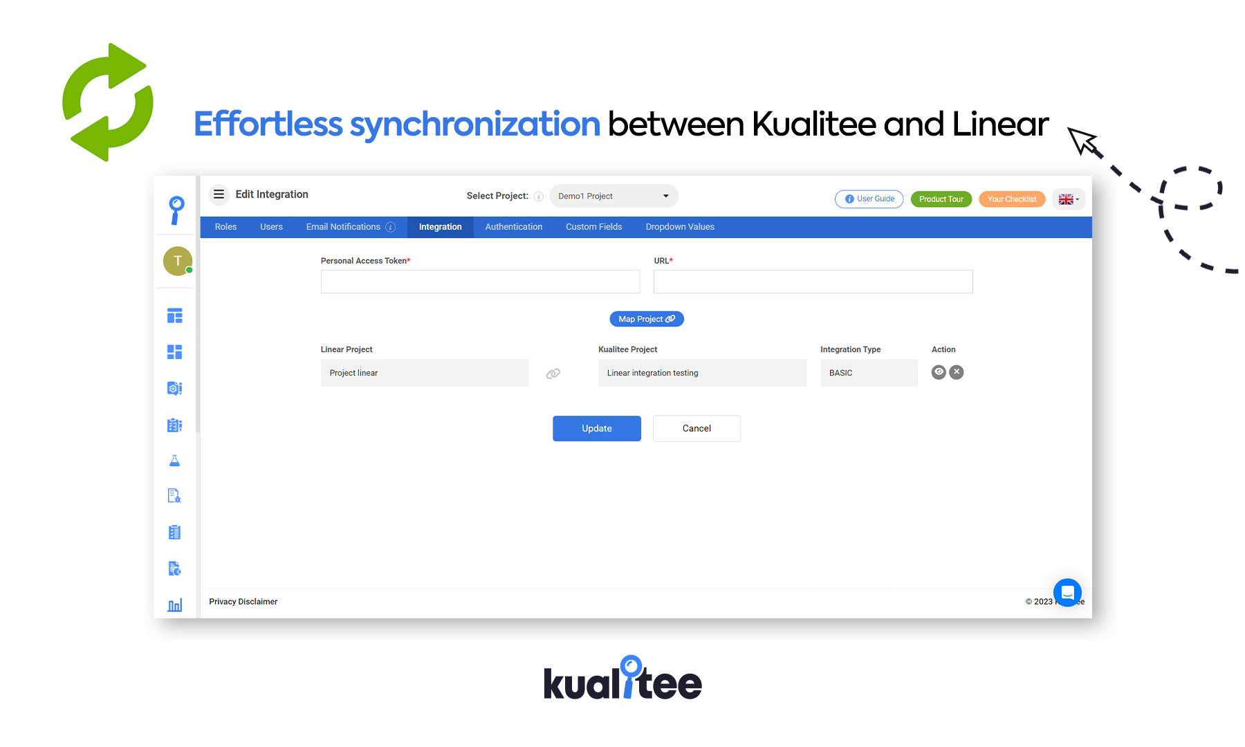 kualitee interface syncing to Linear