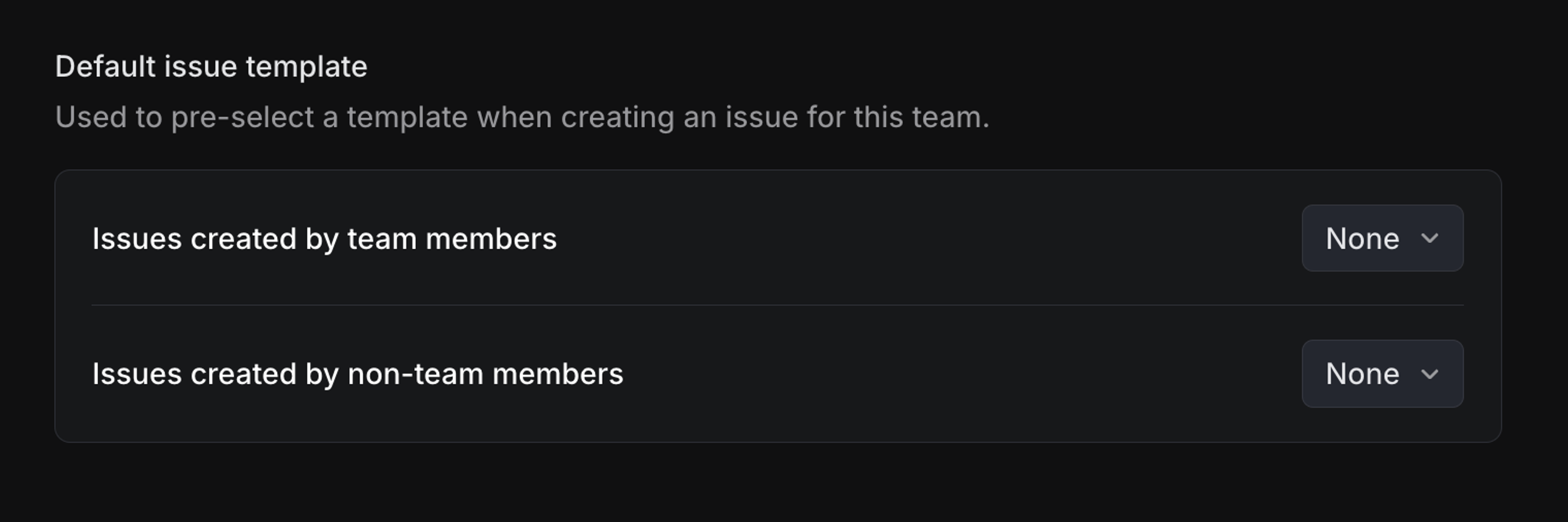 Default templates in Linear settings