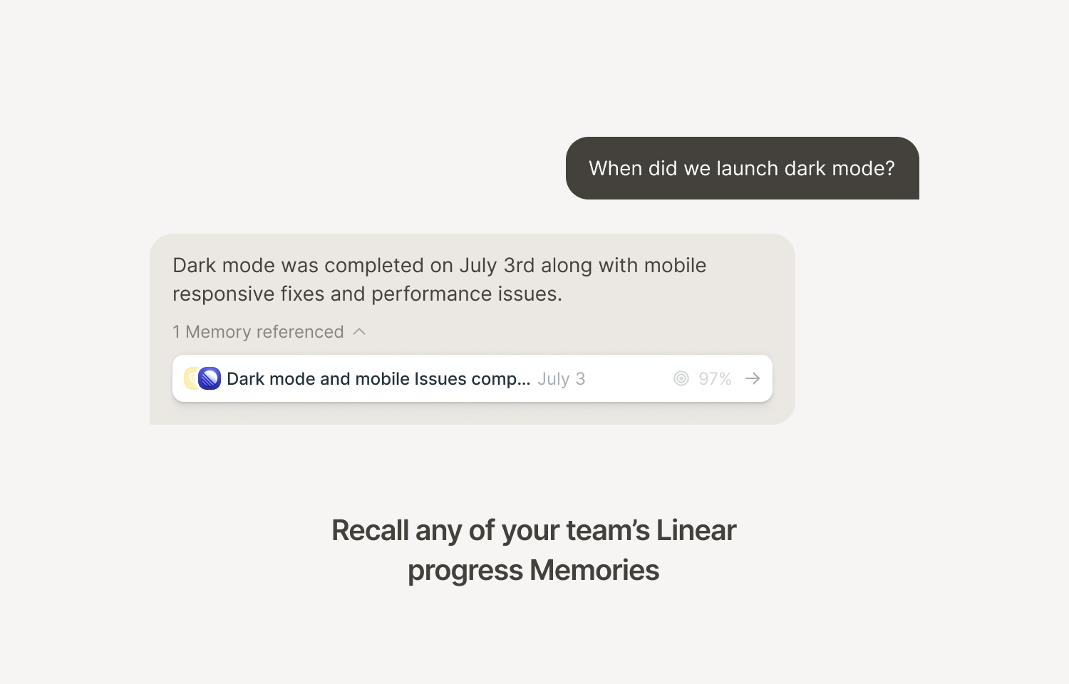 Recall any of your Linear Memories when chatting with your Journal