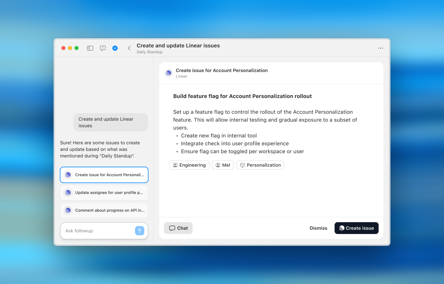 Create and update Linear issues directly from your meeting notes