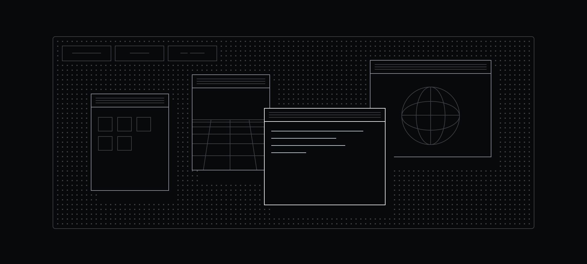 An abstract hero asset showing windows on a screen