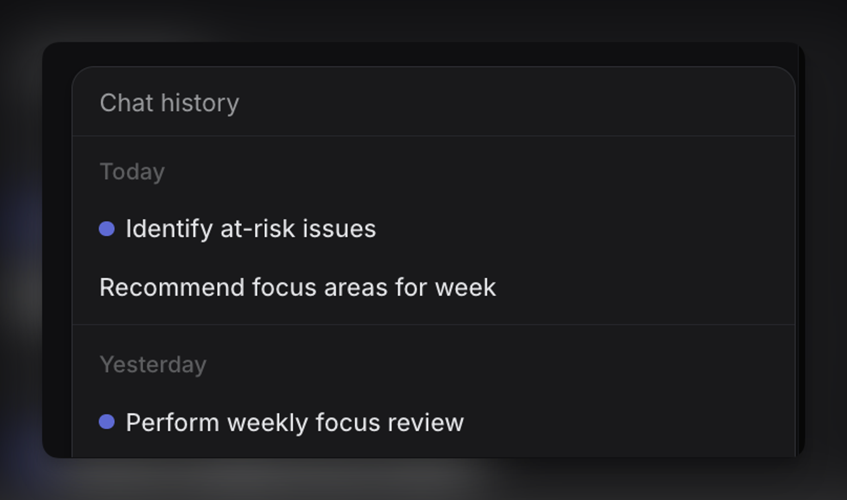 Linear keeps a record of your past chat history for later access.