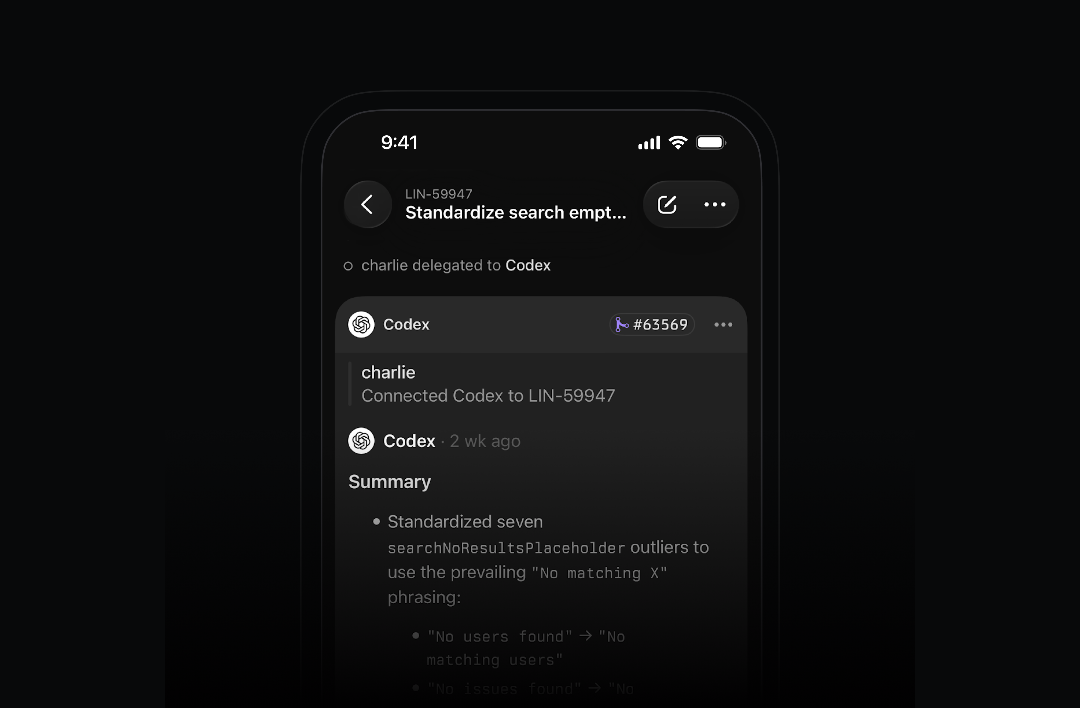 Tapping on Codex session shows its chain of thought on an iPhone