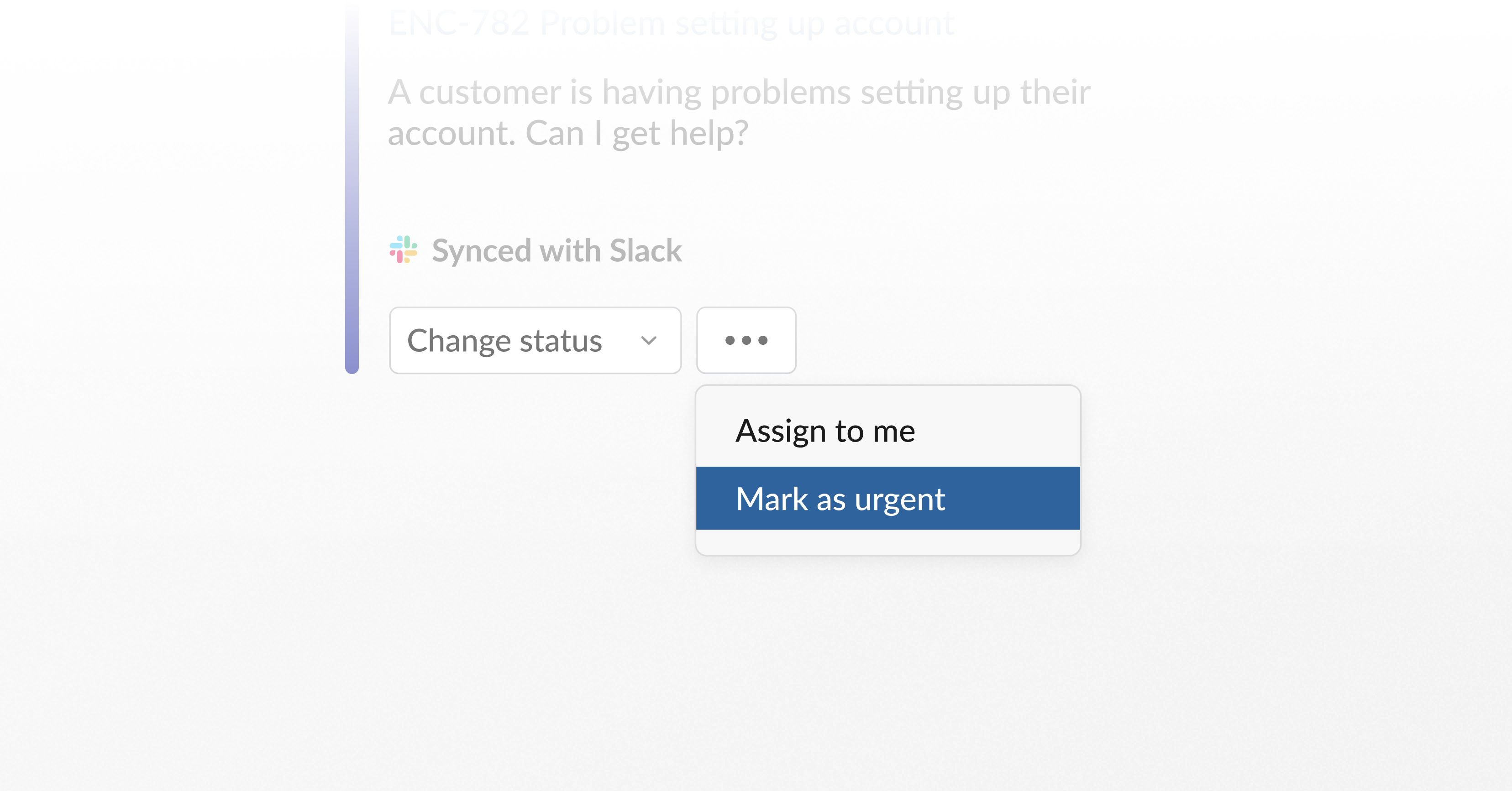 Slack message showing menu item where you can mark an Ask as urgent