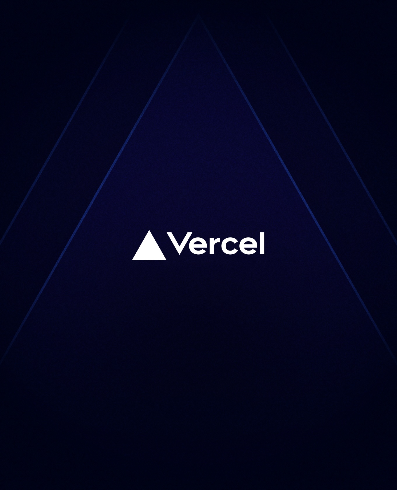 The Vercel wordmark against a dark but vibrant blue background composed of abstract and expanded shapes from the wordmark.