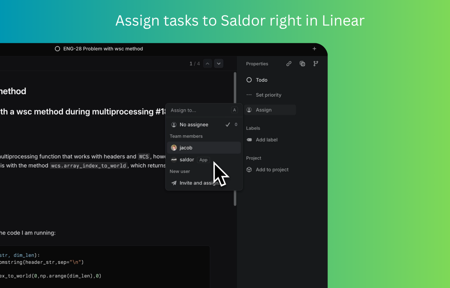 Saldor label being added in Linear