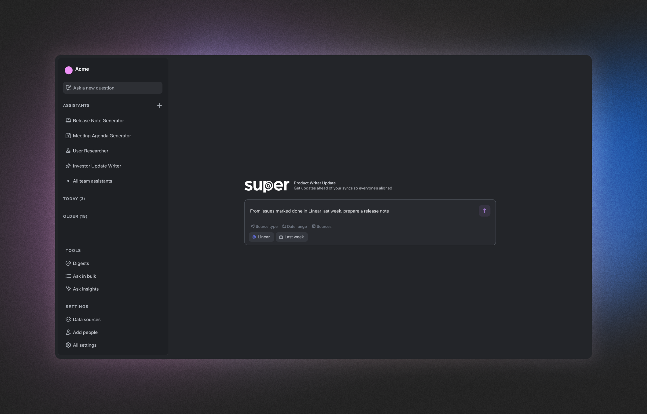 Super assistant home page