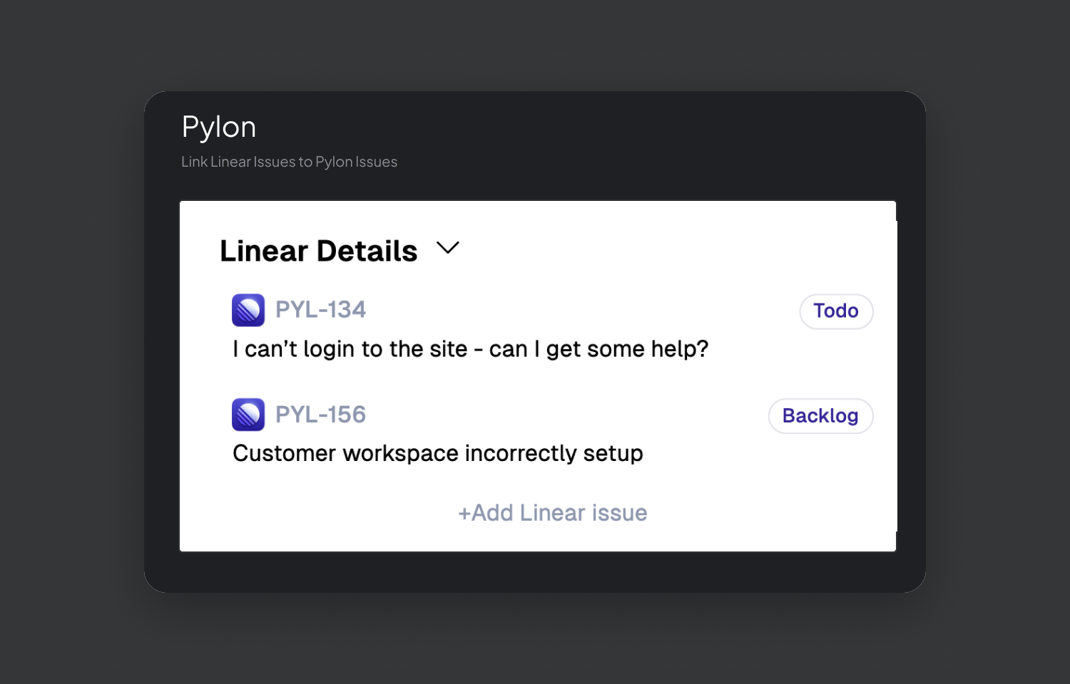Link Linear issues to Pylon