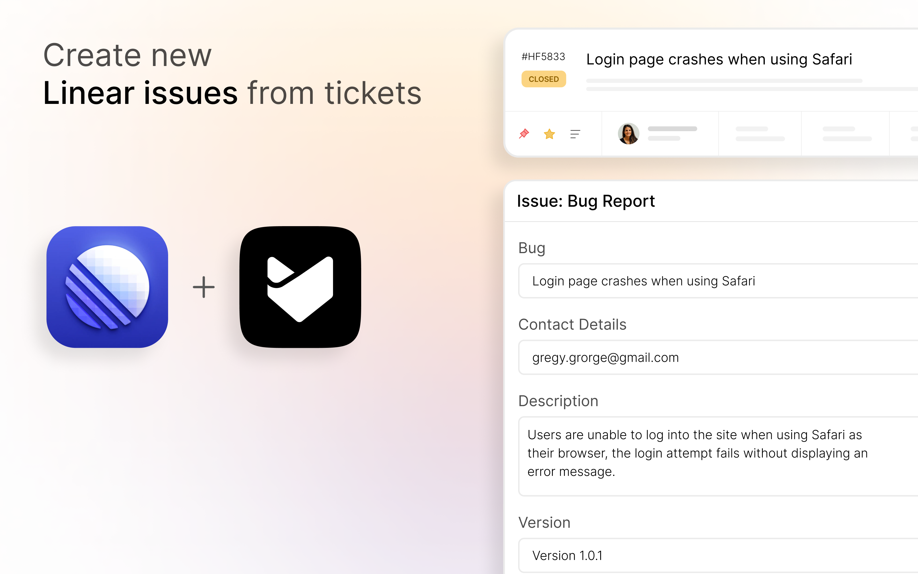 creating linear issue from happyfox helpdesl