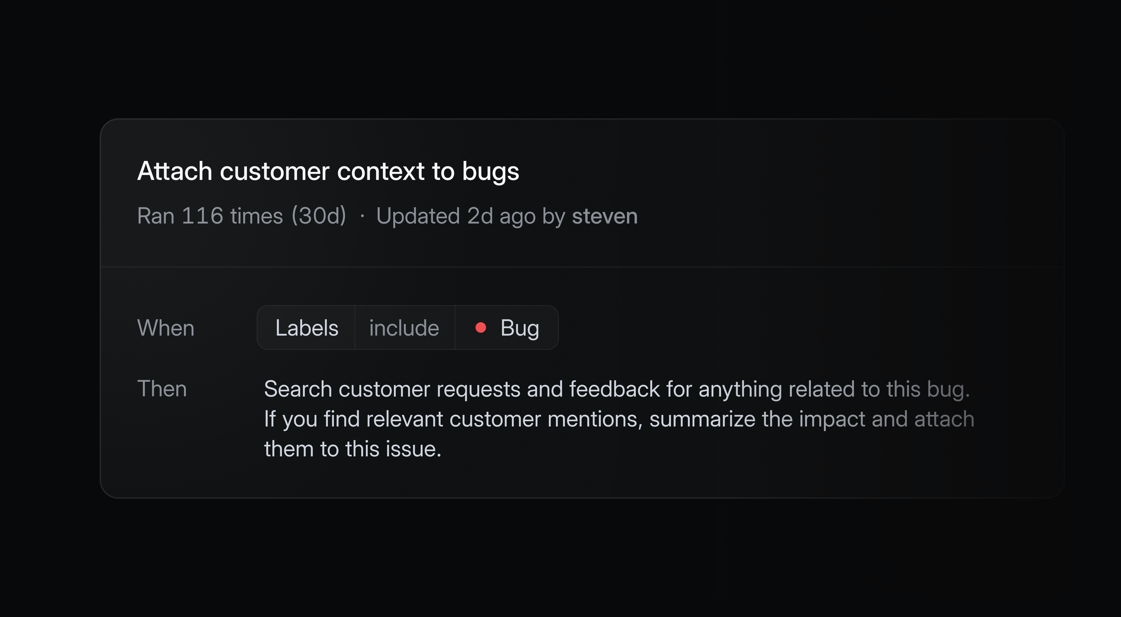 Customer context automation adding a summary of customer impact to the issue entering triage