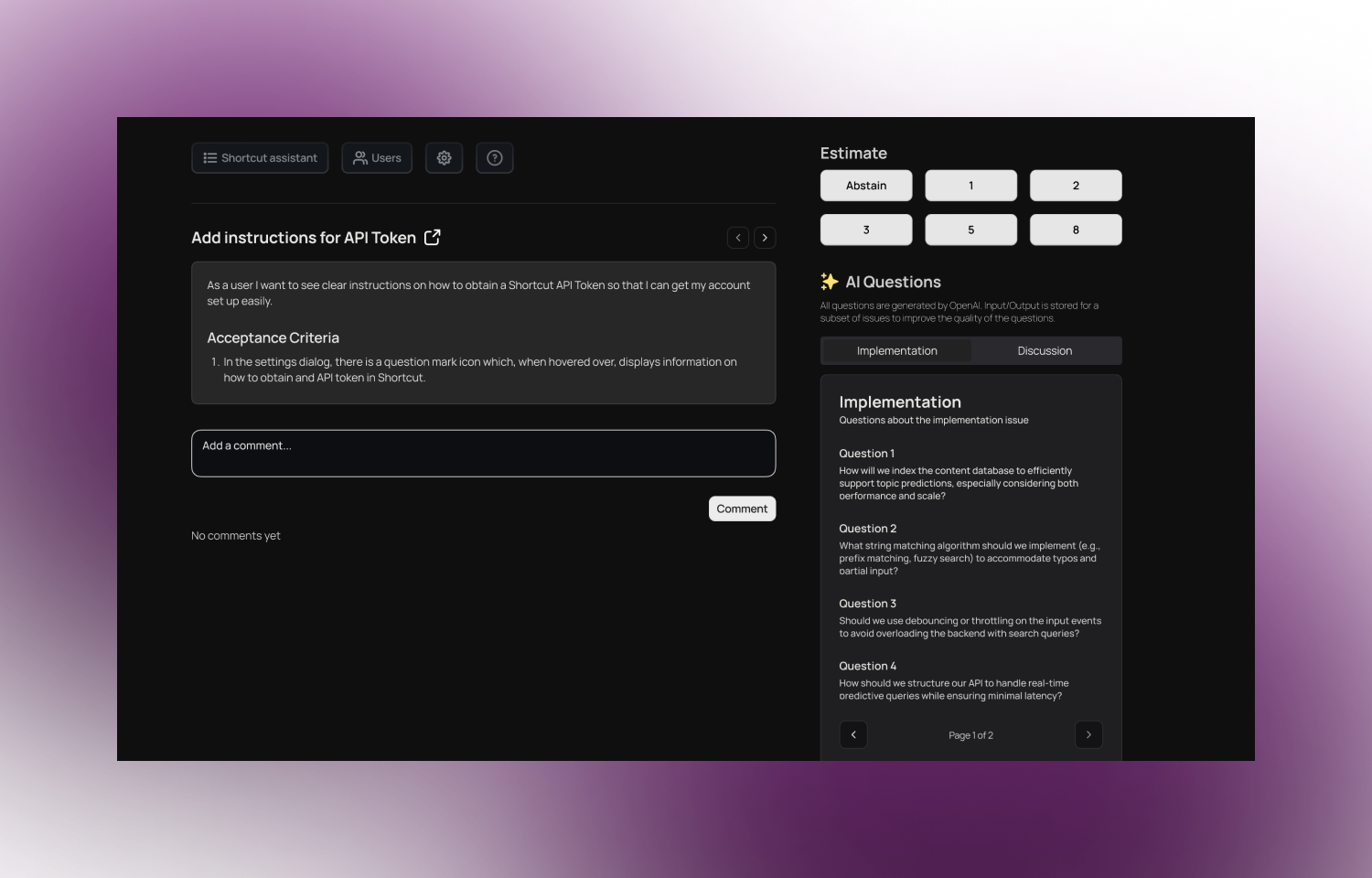 spades interface for voting