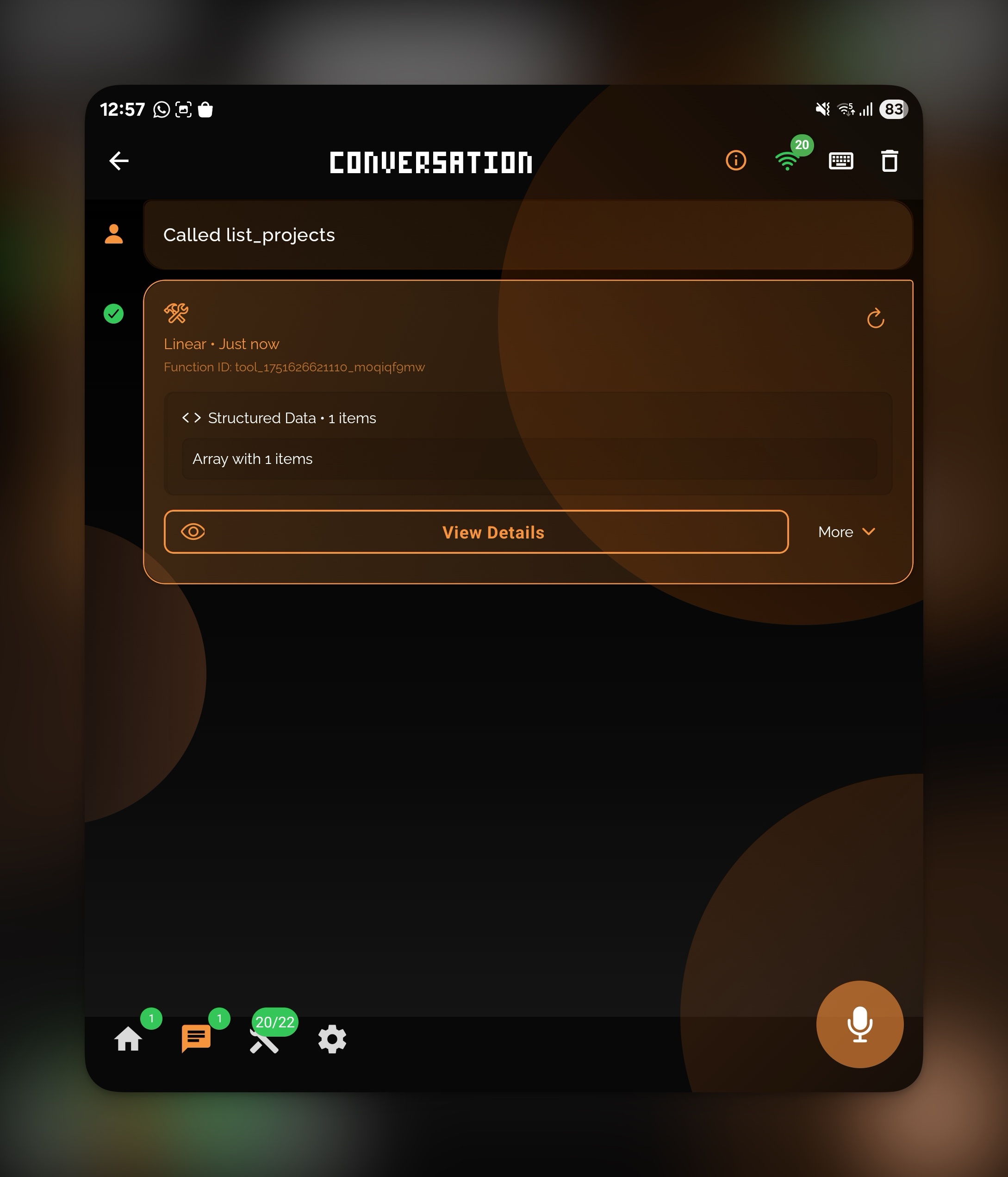 Execute screen for the create_issue tool, prompting for required parameters like title, description, and team ID before running the tool.