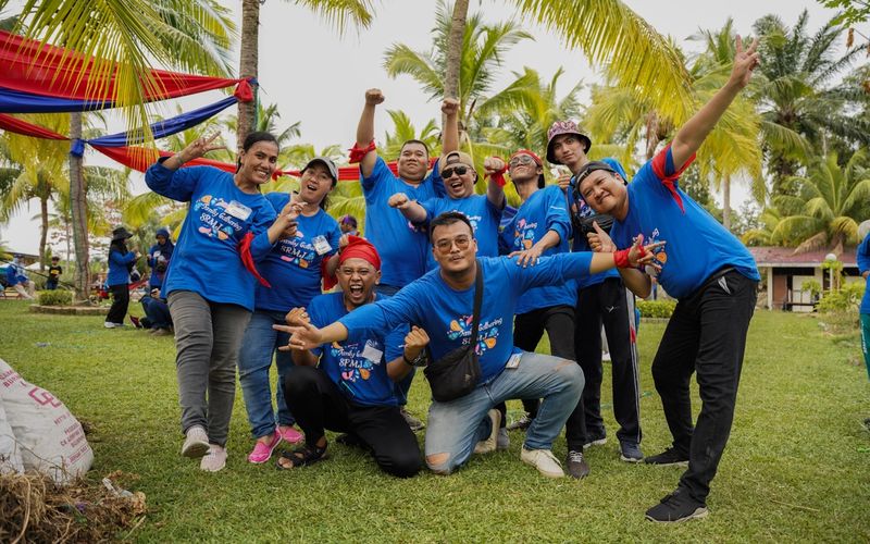 Dokumentasi kegiatan outbound training dan corporate gathering tim milenial bersama fasilitator Jawsika, event organizer Kaltim terbaik.