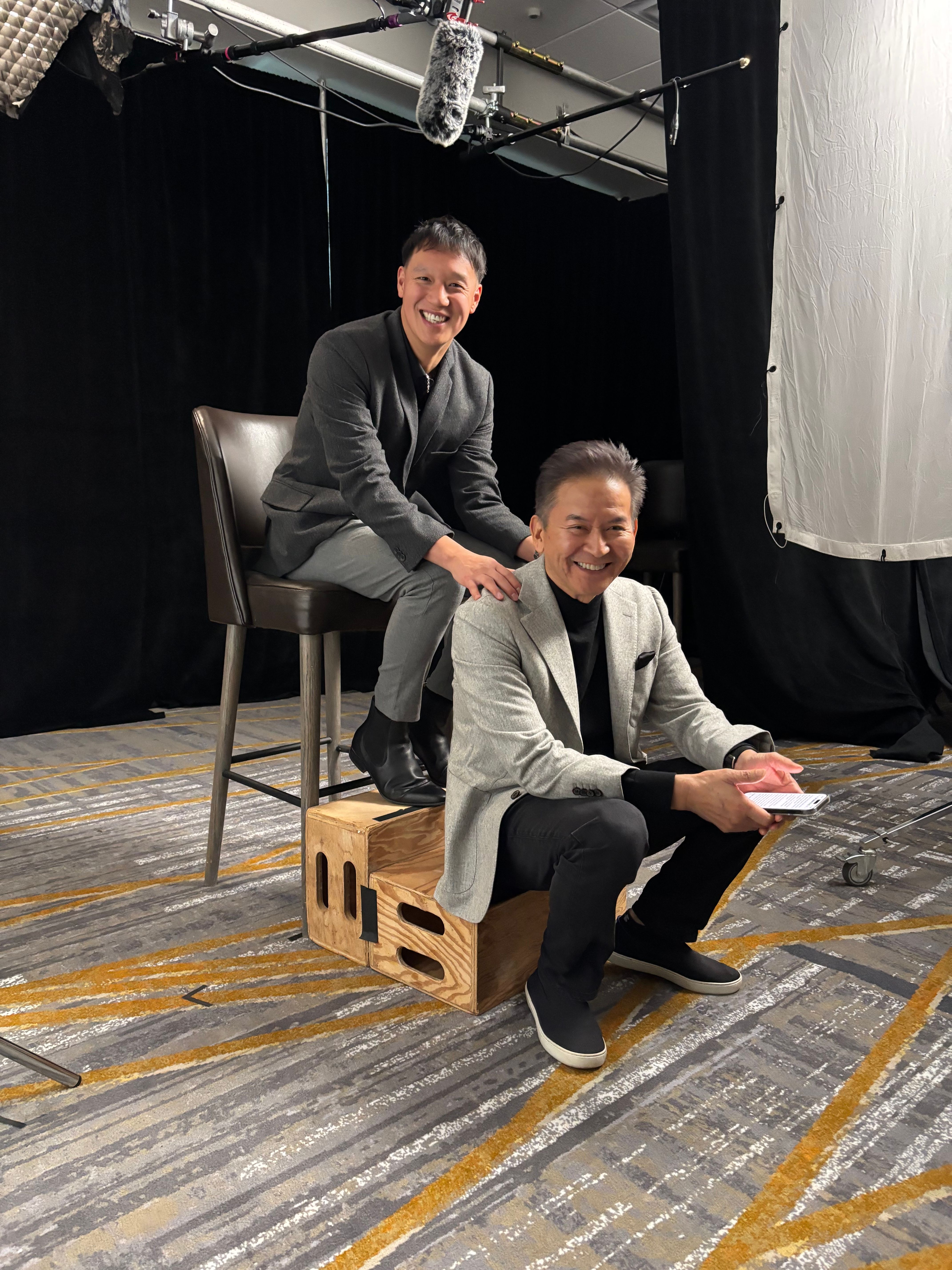 Austin and Rick posing at a video shoot