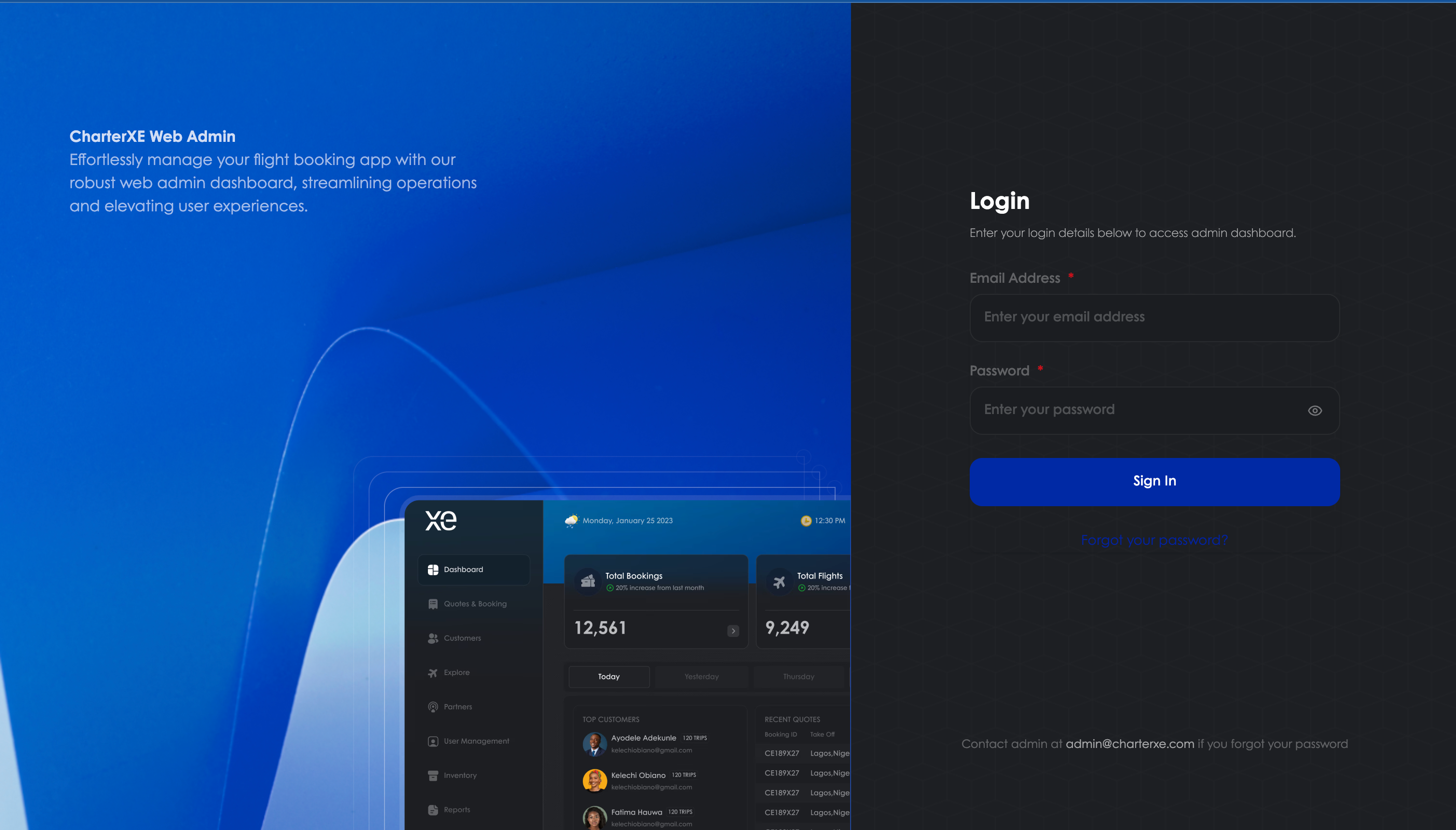 Charterxe Admin Dashboard