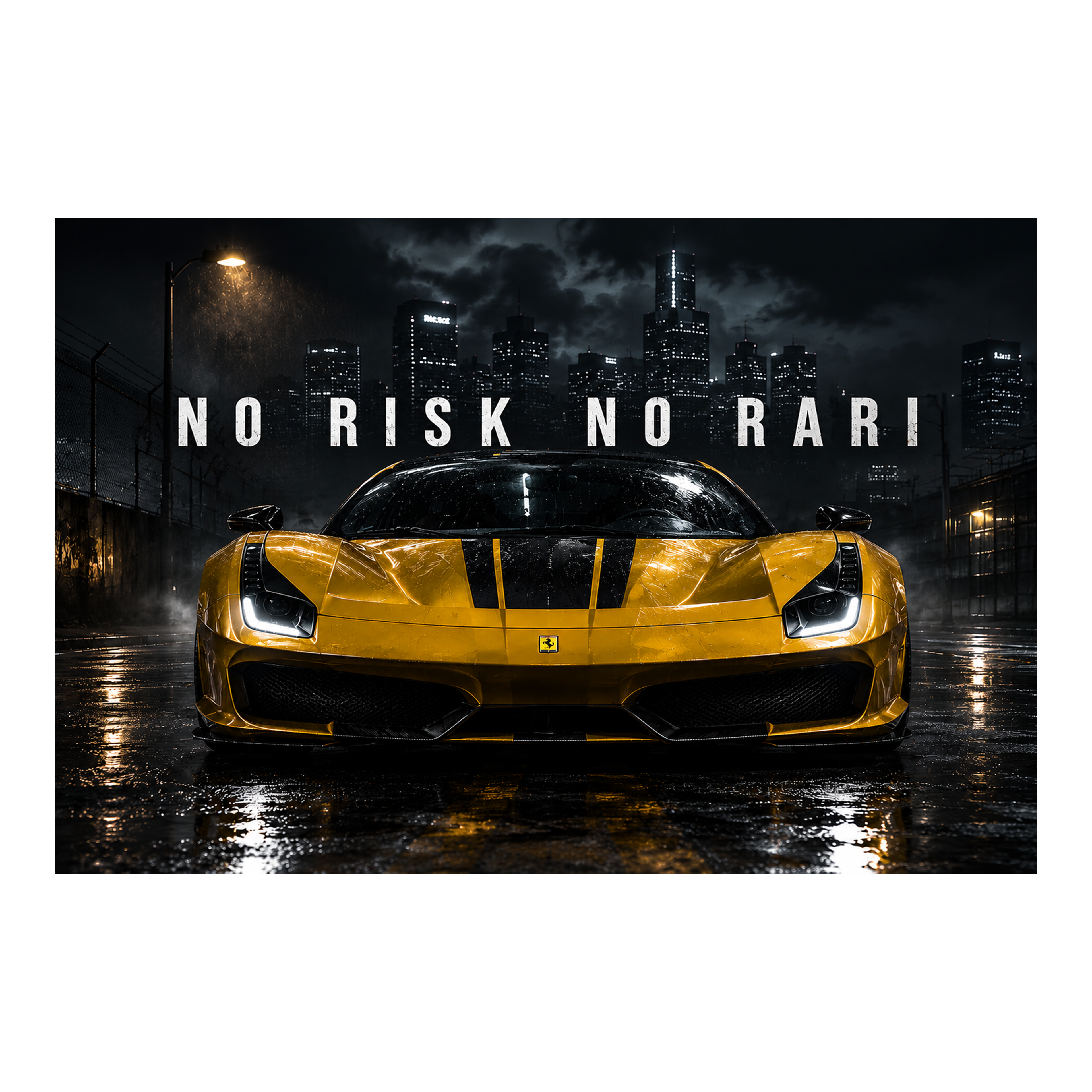 No Risk No Rari Yellow artwork shown as an Armoze canvas print