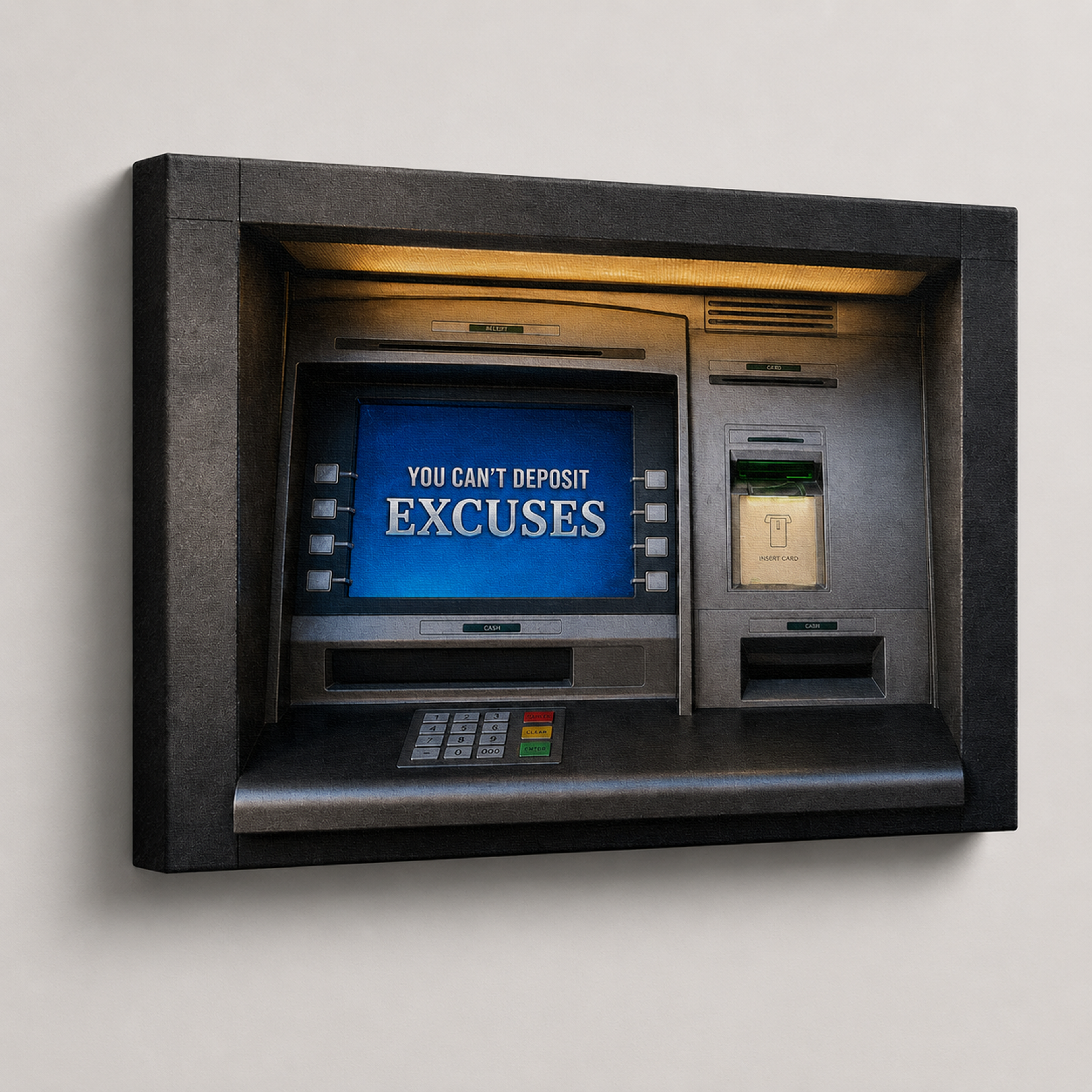 You Cant Deposit Excuses artwork shown as an Armoze canvas print