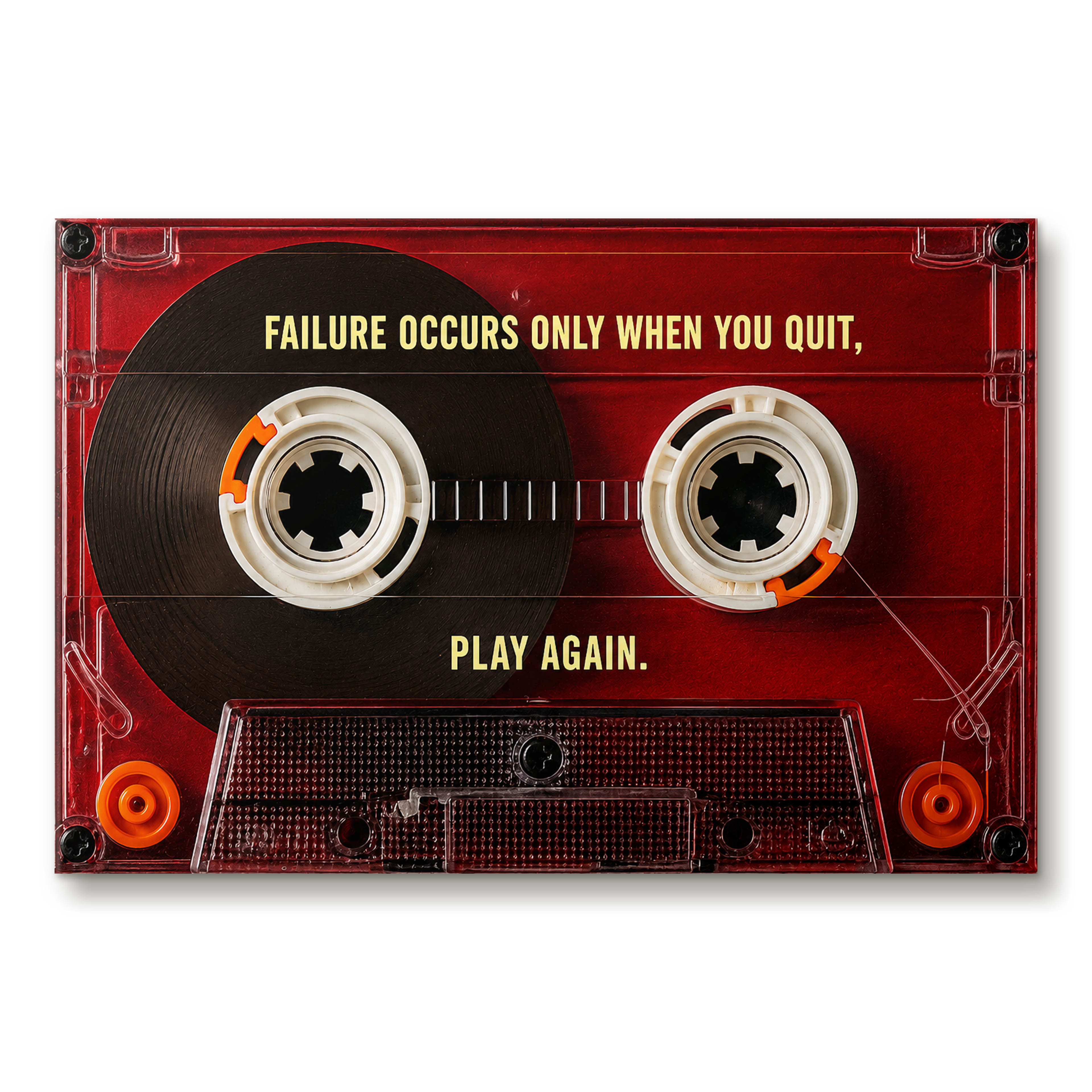 Play Again Casette artwork shown as an Armoze canvas print