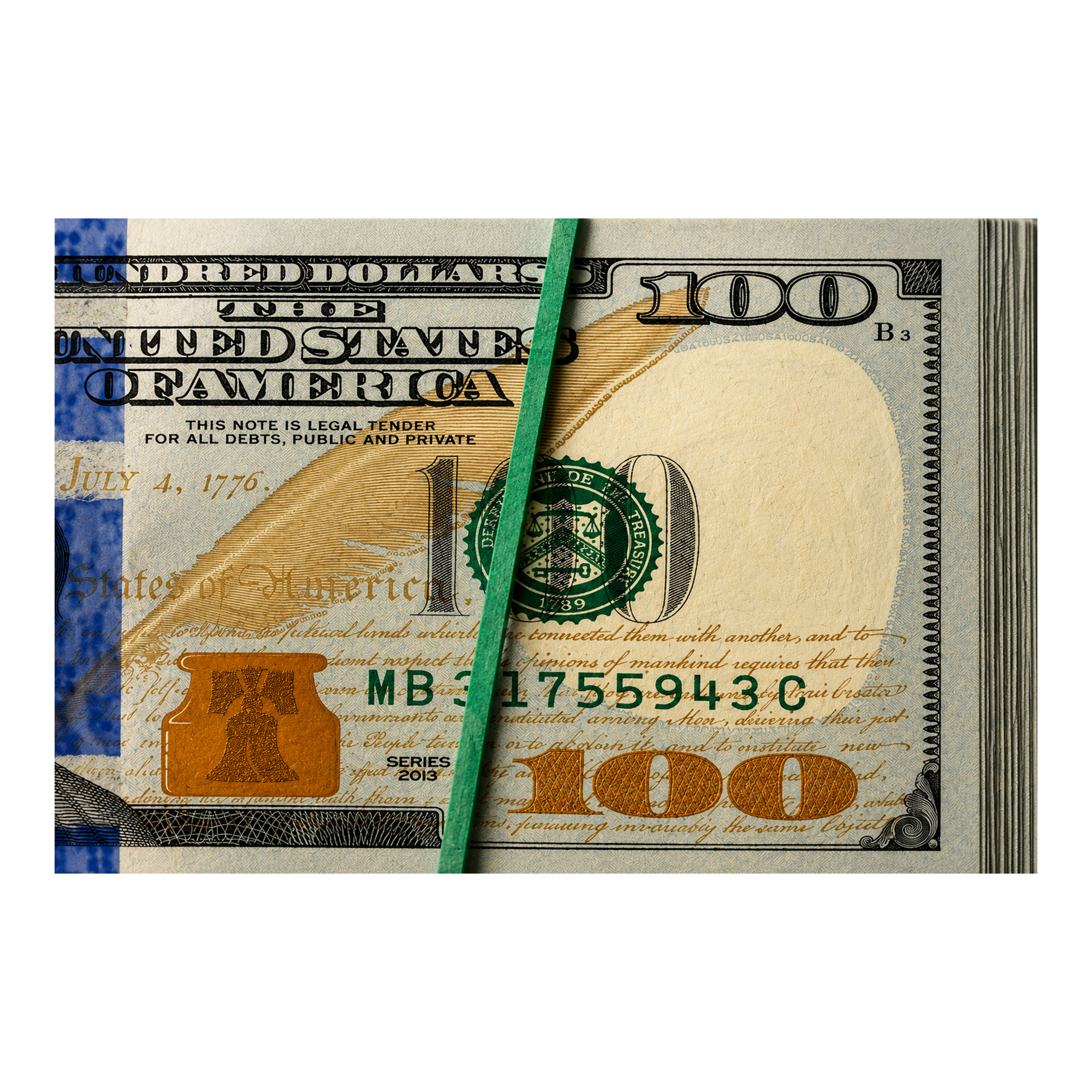 Rubber Band Stacks money-mindset artwork shown as an Armoze canvas print mockup