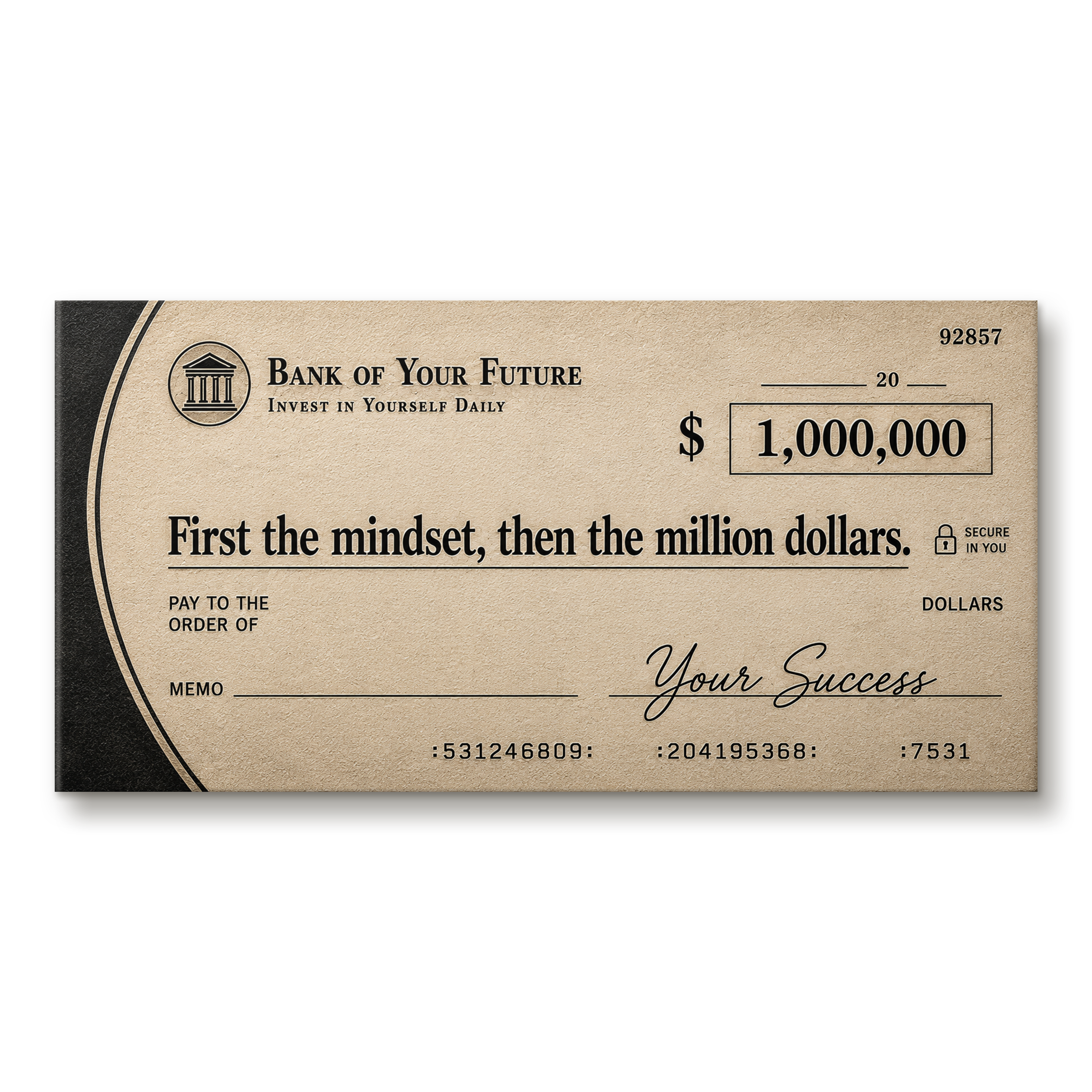 Paycheck Energy money mindset artwork shown as a landscape canvas print mockup