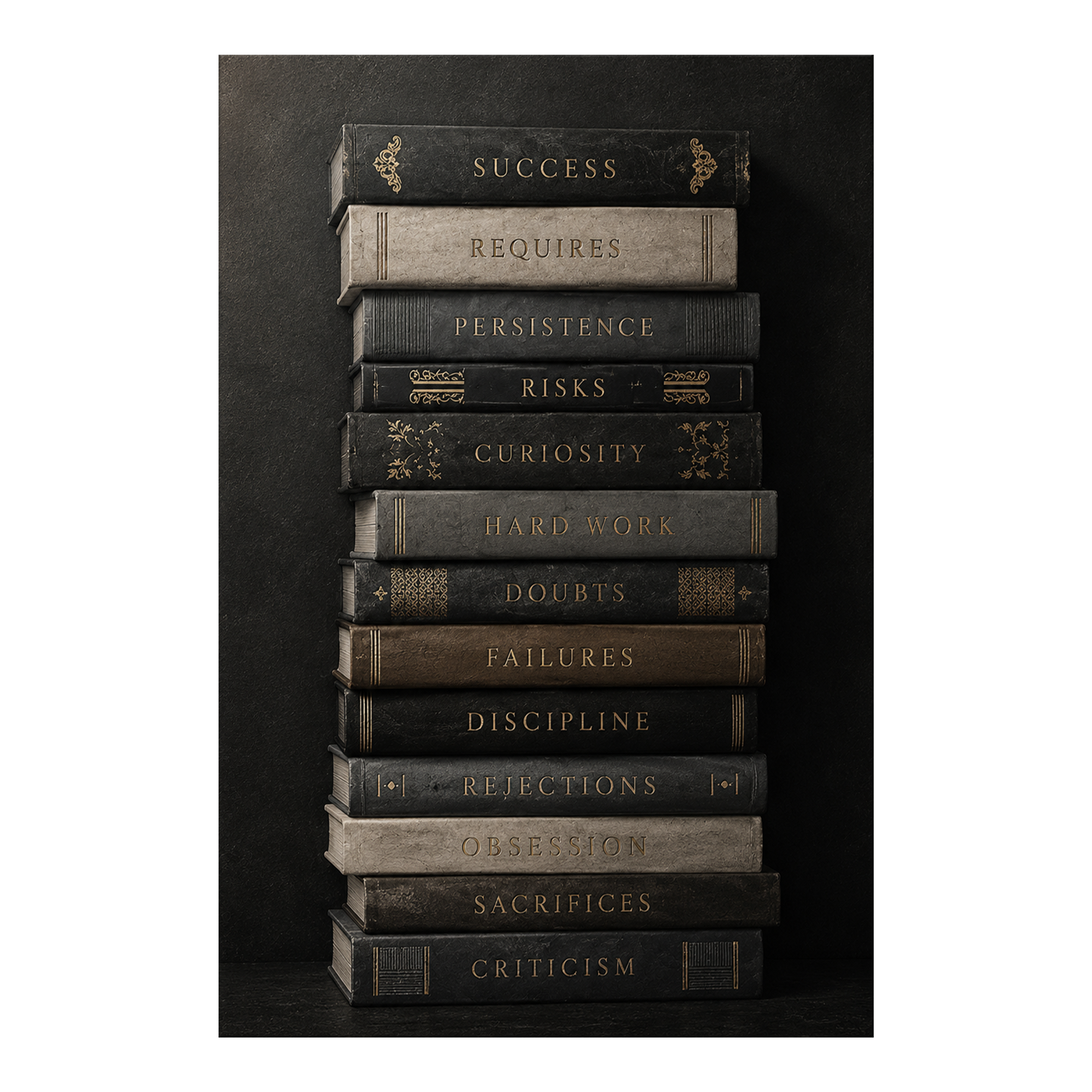 Books of Motivation artwork shown as an Armoze canvas print mockup for study spaces