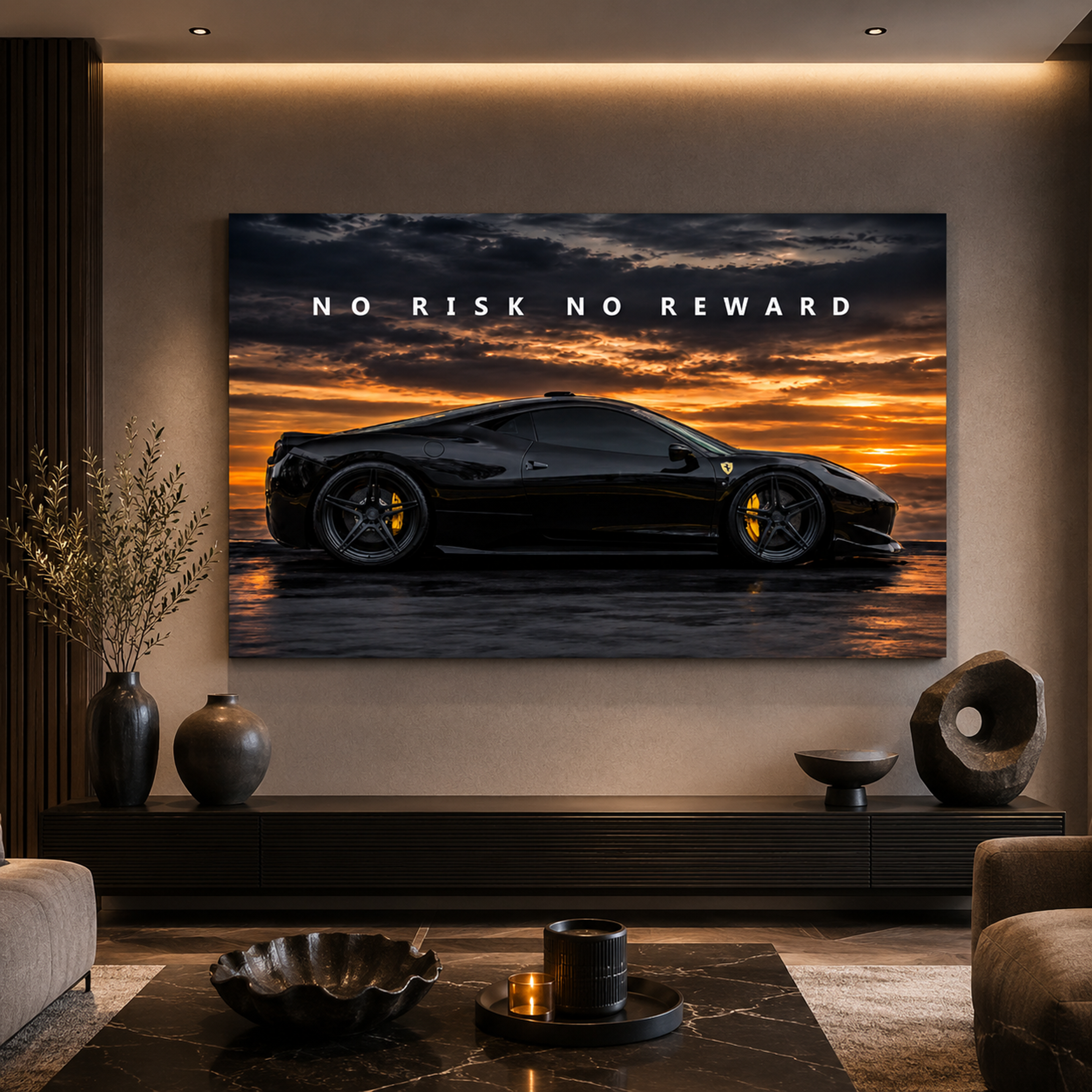 No Risk No Reward Lambo artwork shown as an Armoze canvas print