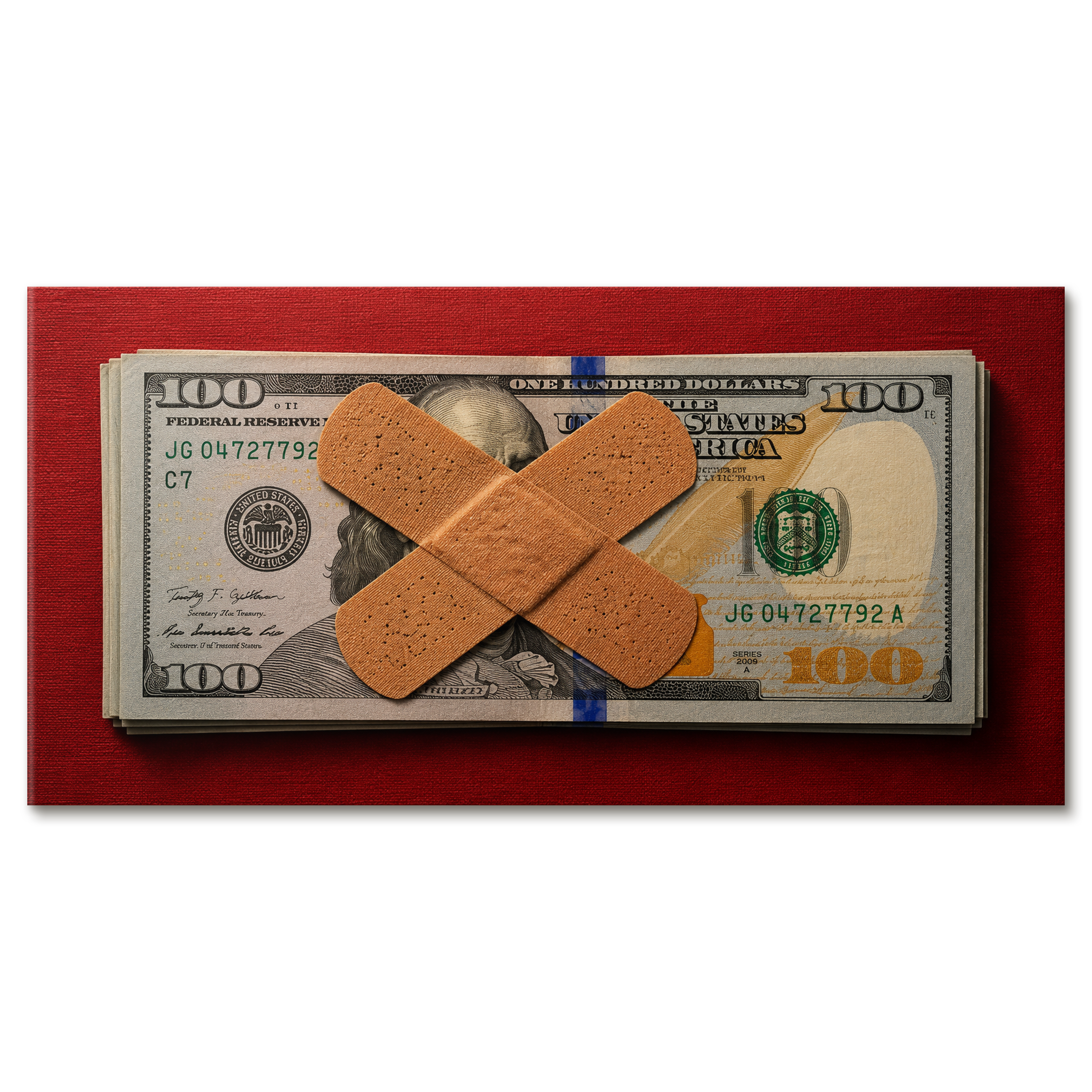 Money Band Aid artwork shown as an Armoze canvas print