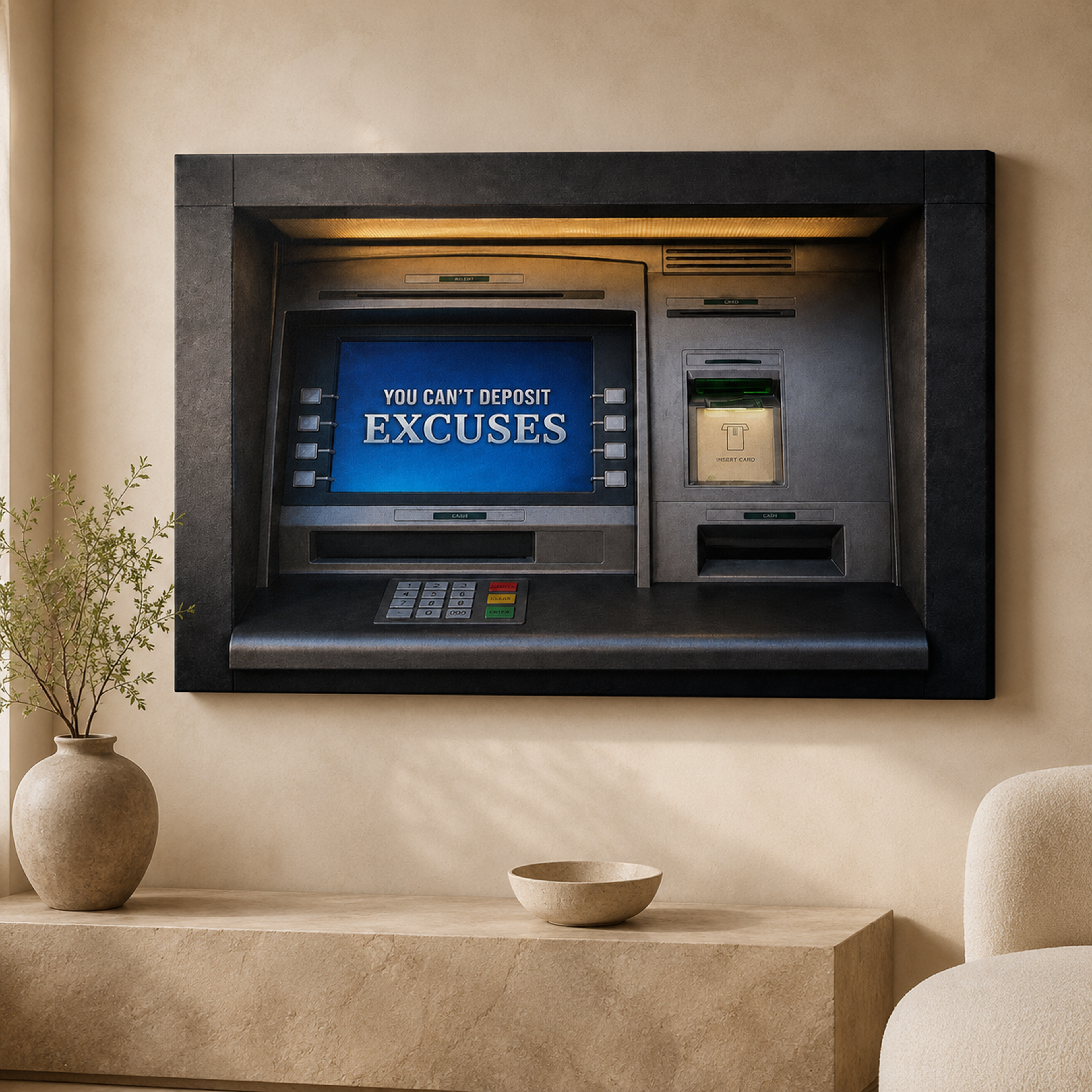 You Cant Deposit Excuses artwork shown as an Armoze canvas print