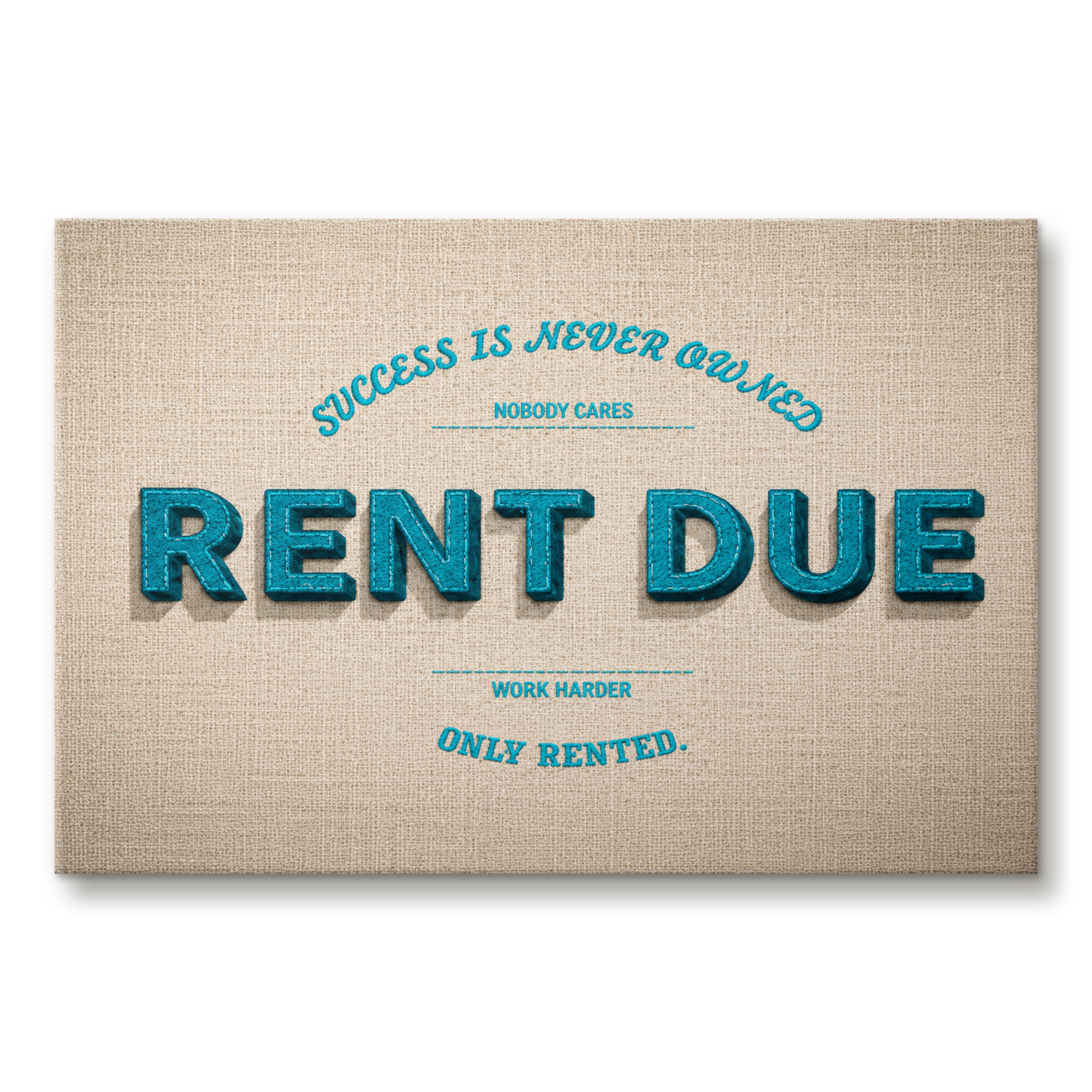 Rent Due artwork shown as an Armoze canvas print