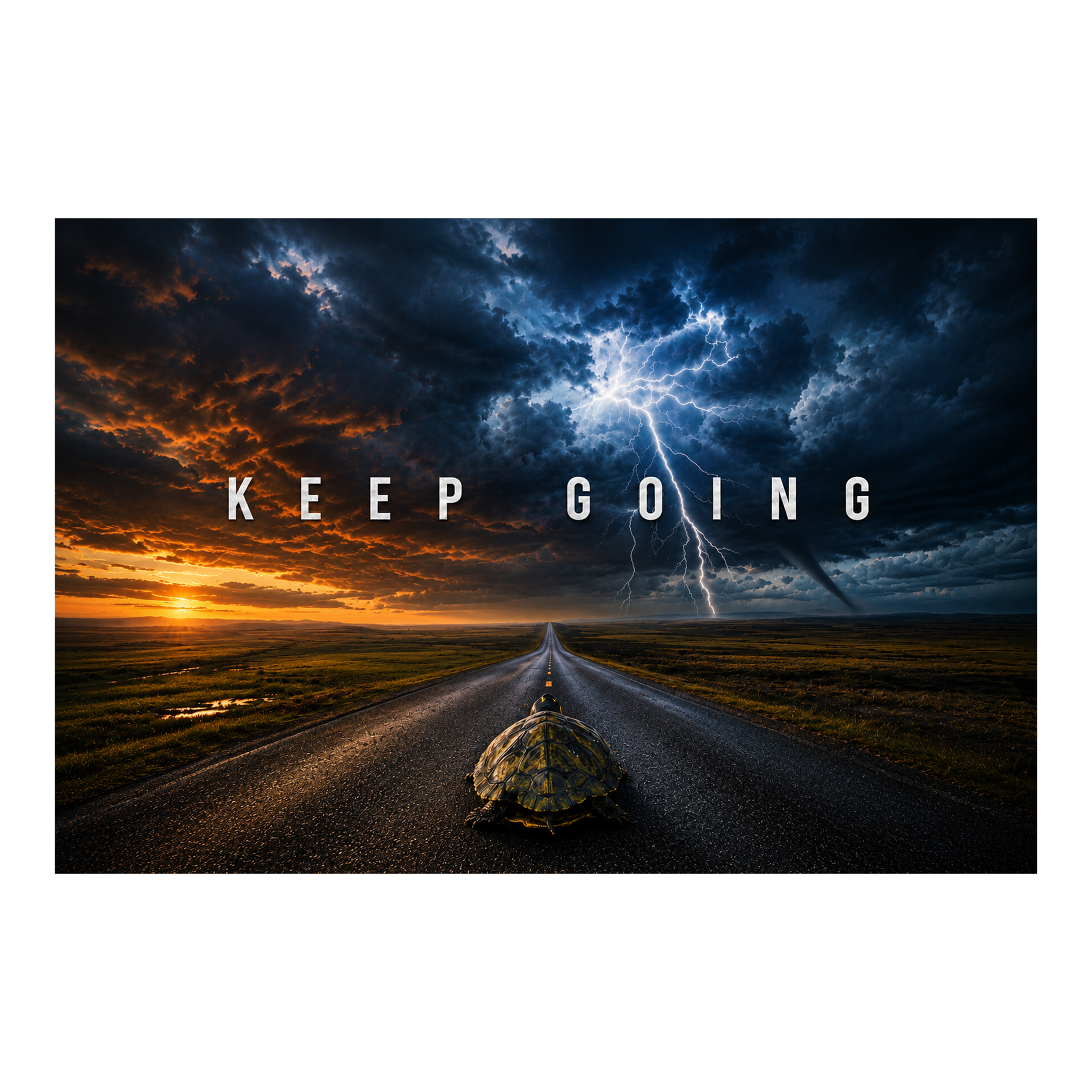 Keep Going space-inspired motivational artwork shown as a portrait canvas print mockup