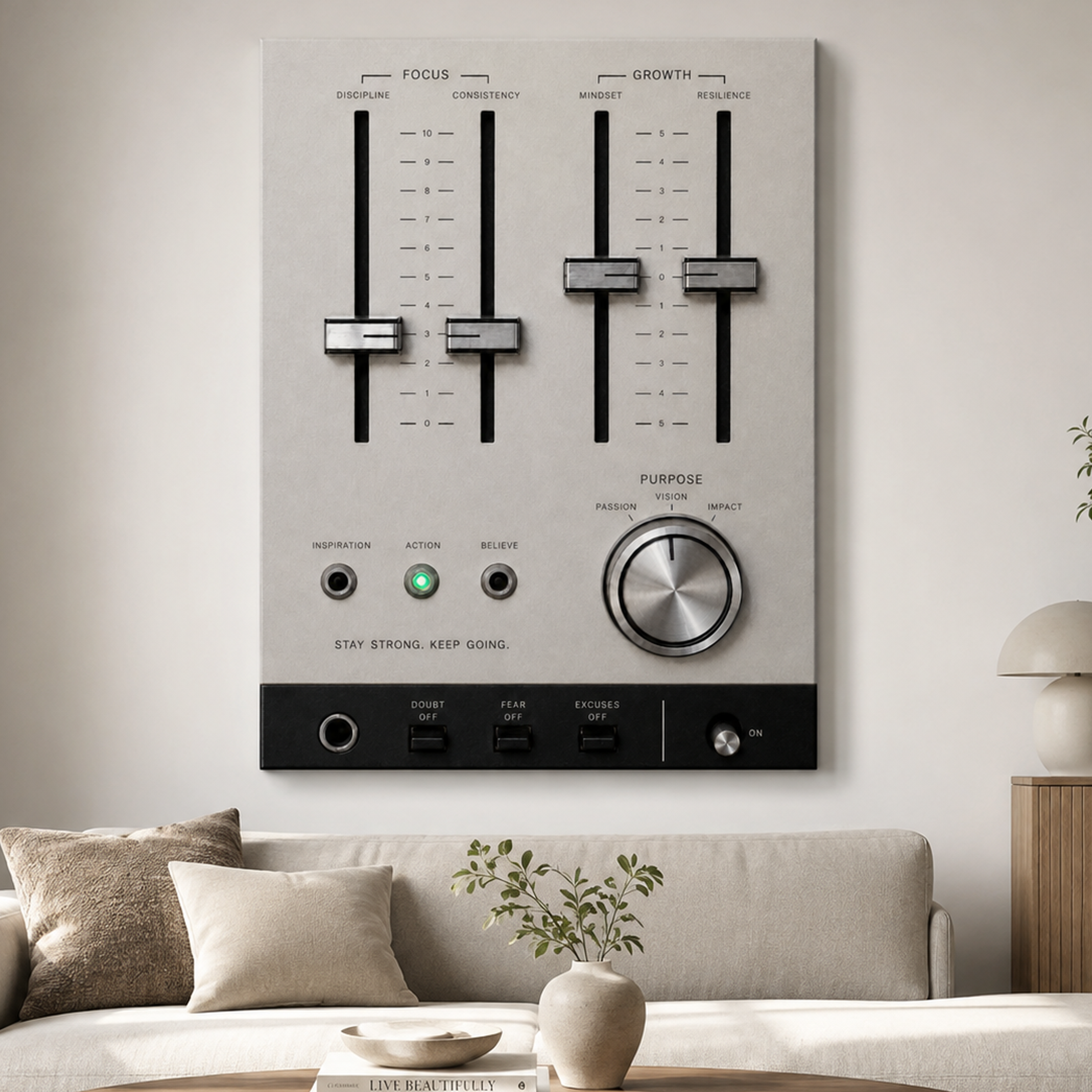 Dialed In artwork shown as an Armoze canvas print