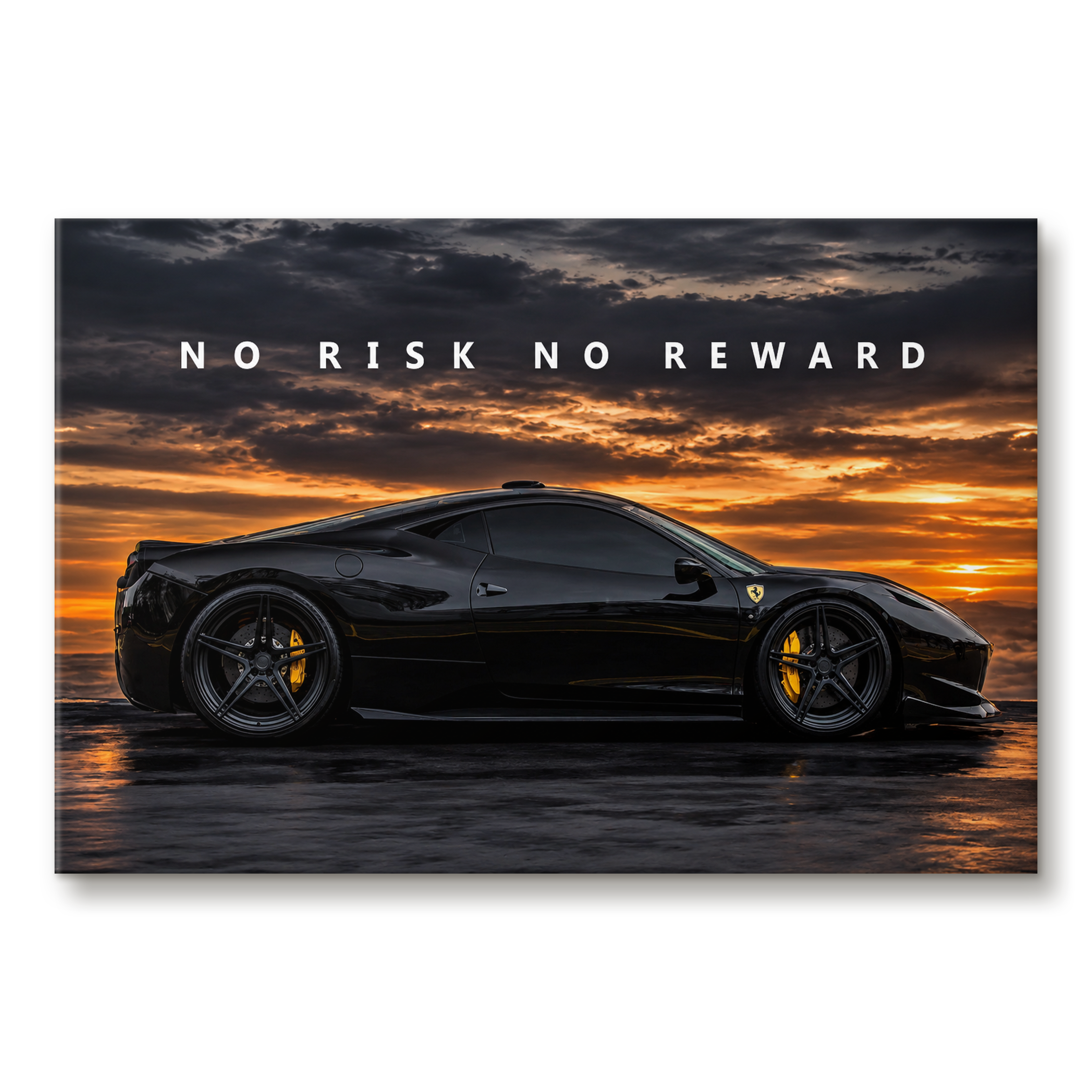 No Risk No Reward Lambo artwork shown as an Armoze canvas print