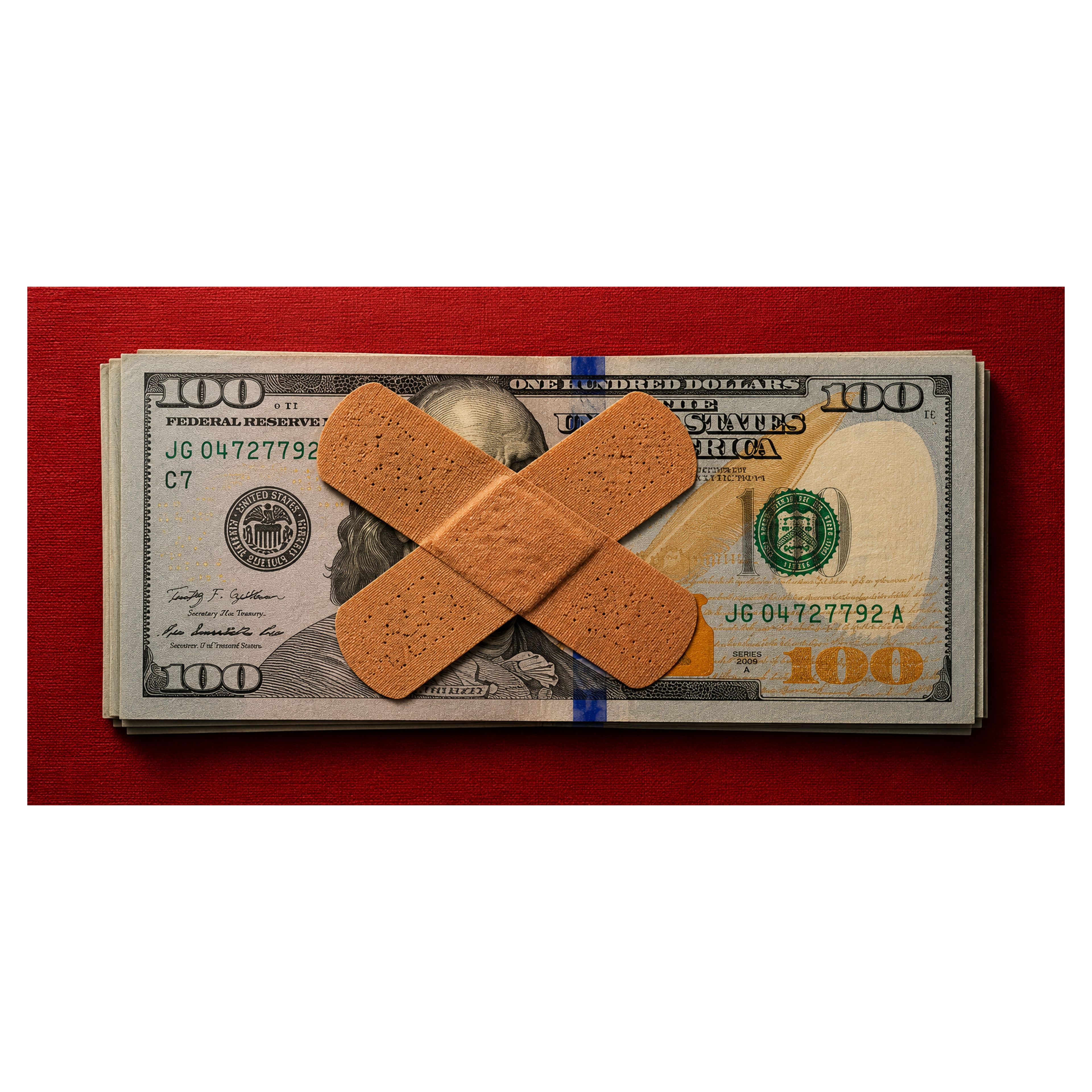Money Band Aid artwork shown as an Armoze canvas print