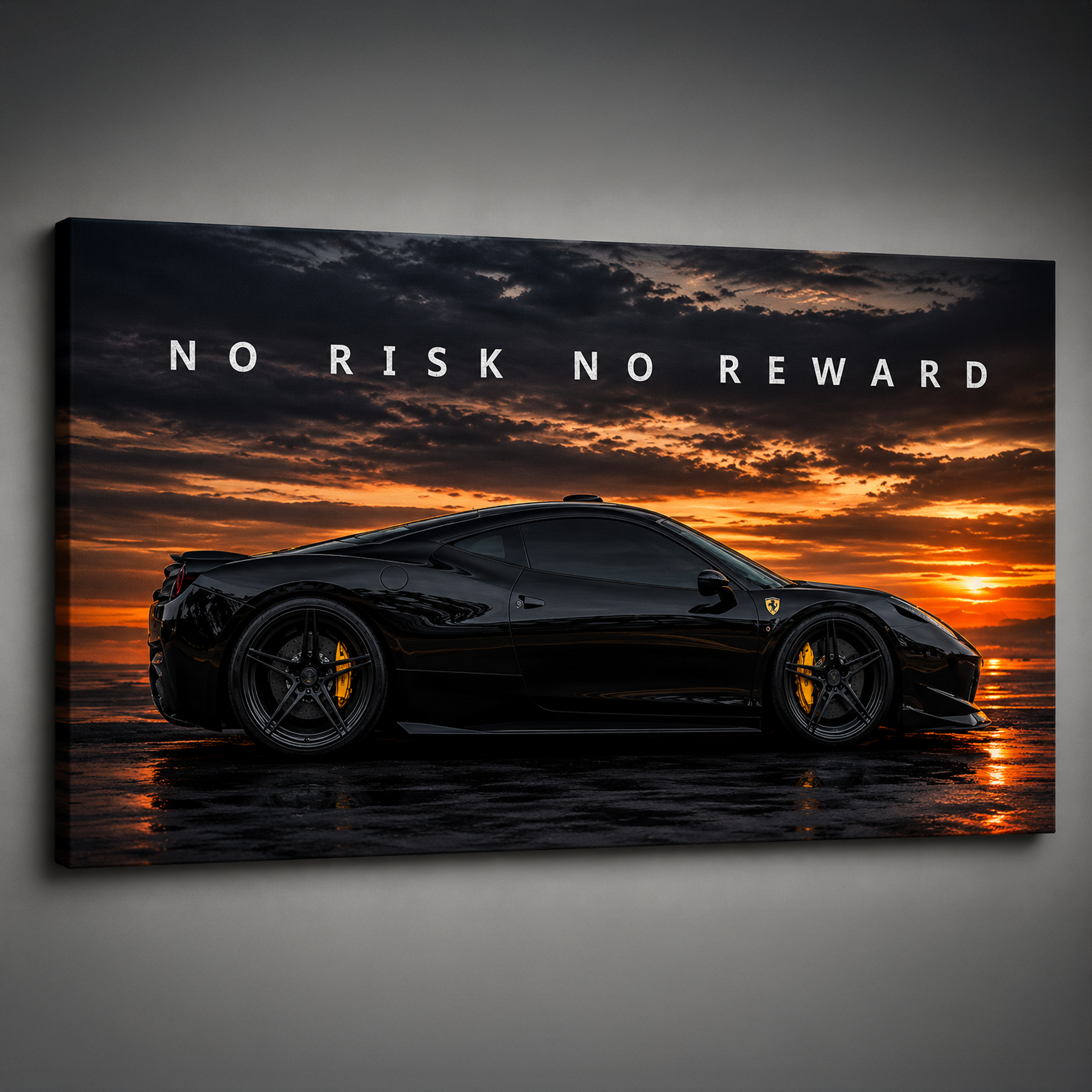 No Risk No Reward Lambo artwork shown as an Armoze canvas print