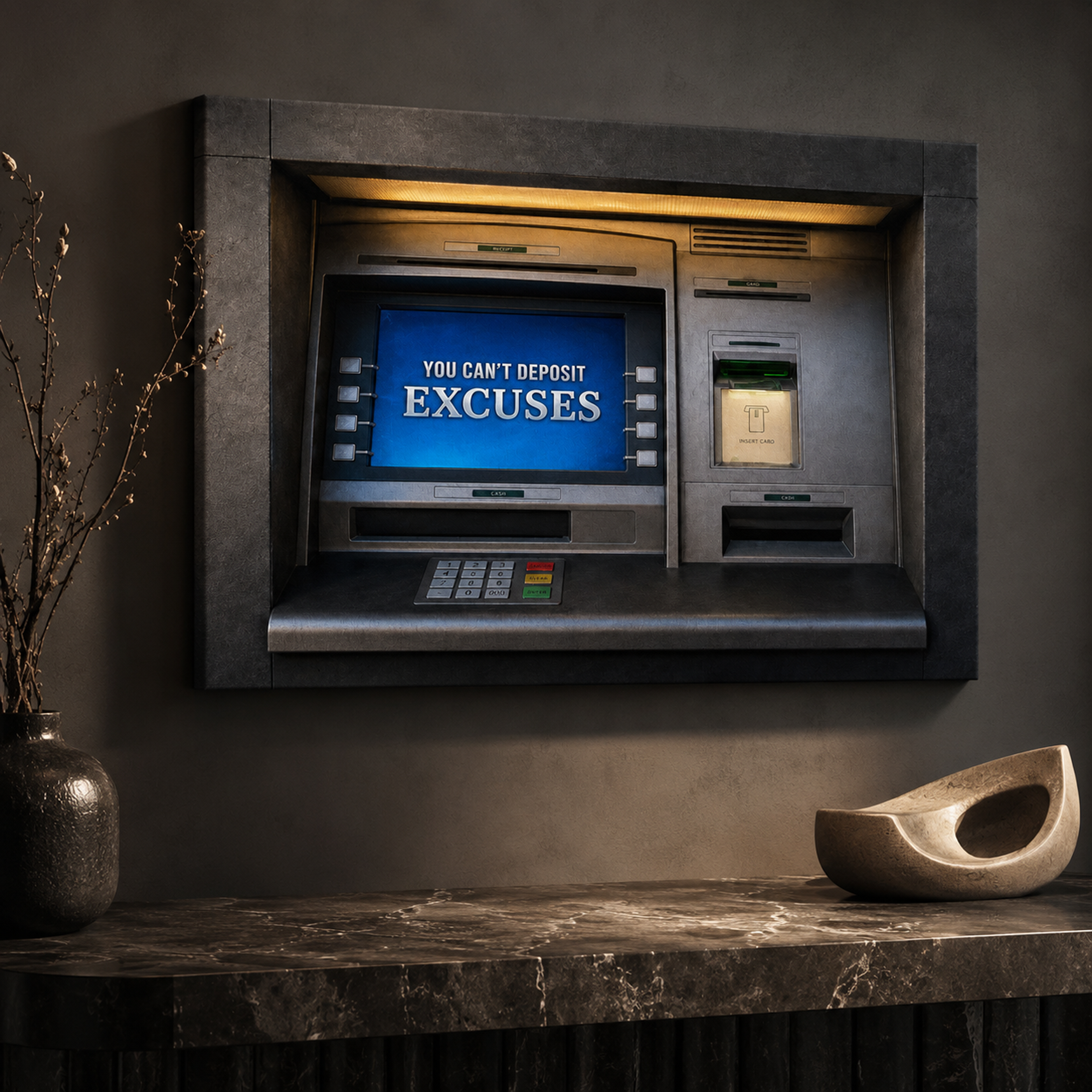 You Cant Deposit Excuses artwork shown as an Armoze canvas print