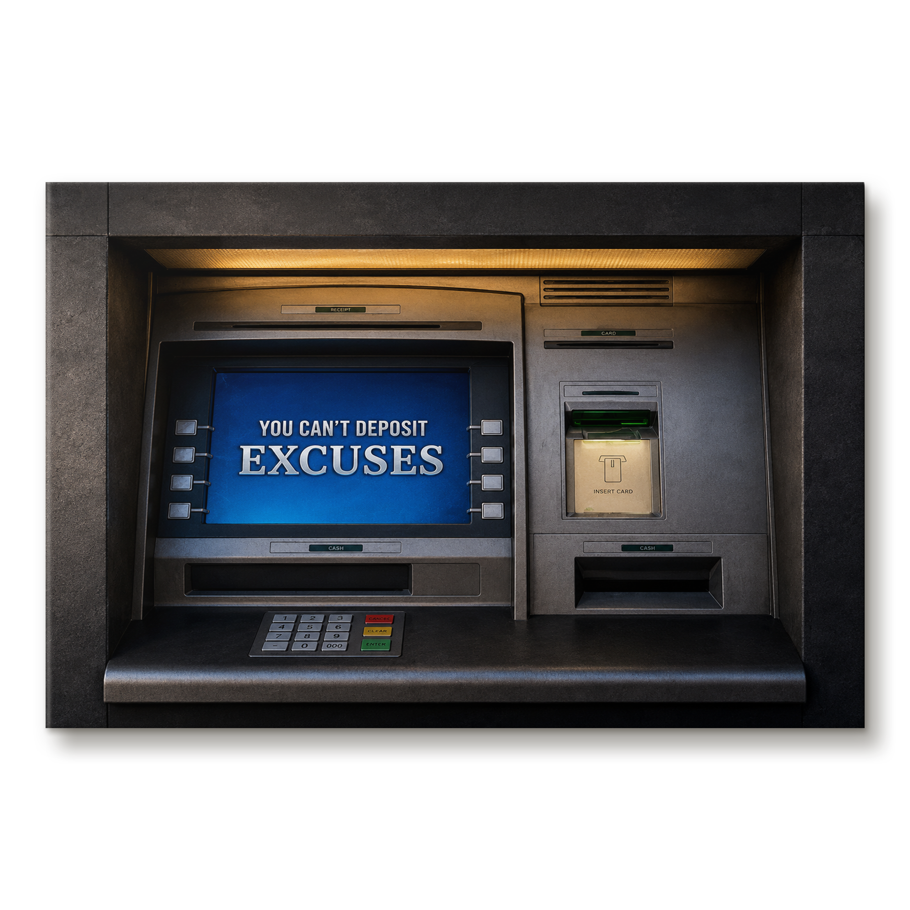 You Cant Deposit Excuses artwork shown as an Armoze canvas print