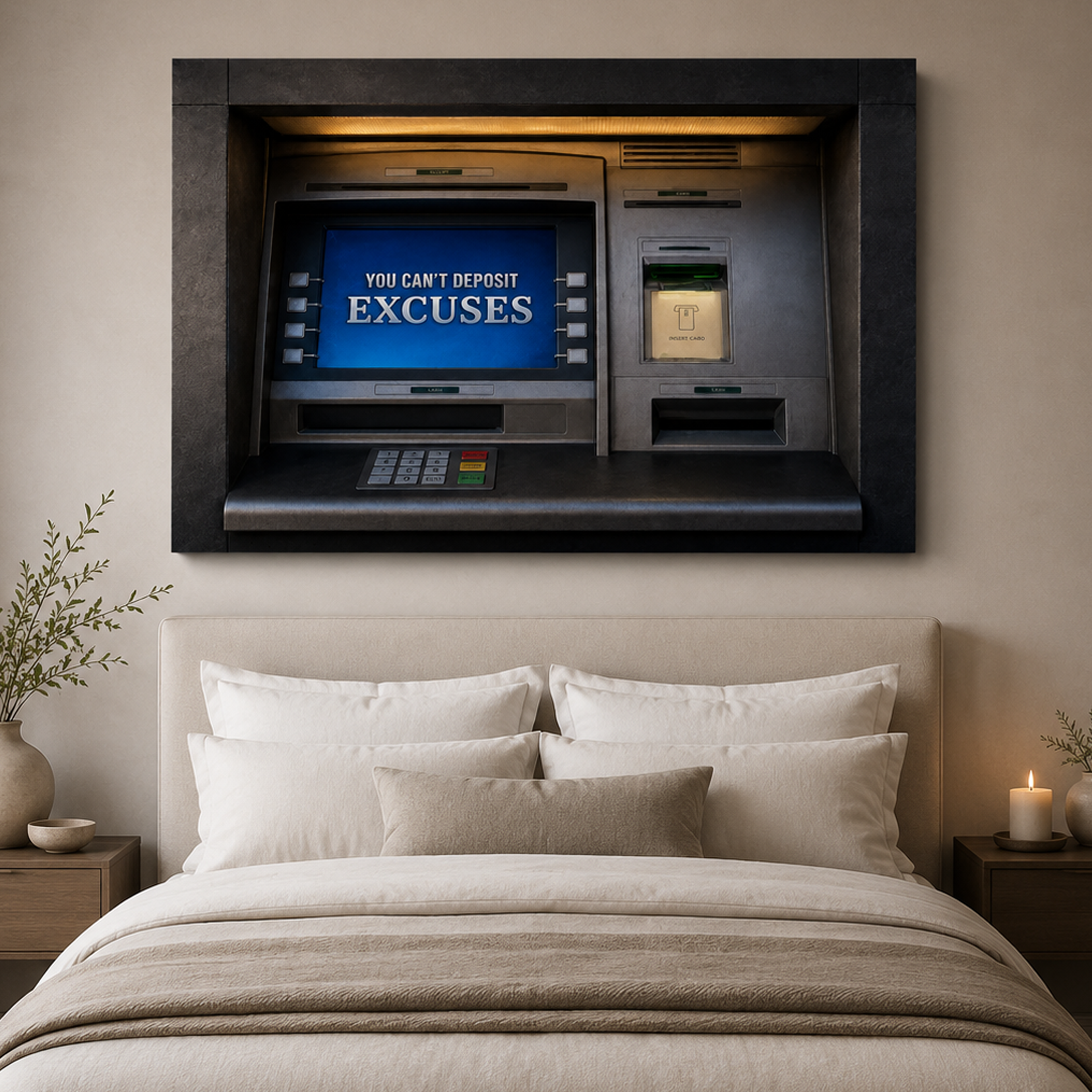 You Cant Deposit Excuses artwork shown as an Armoze canvas print